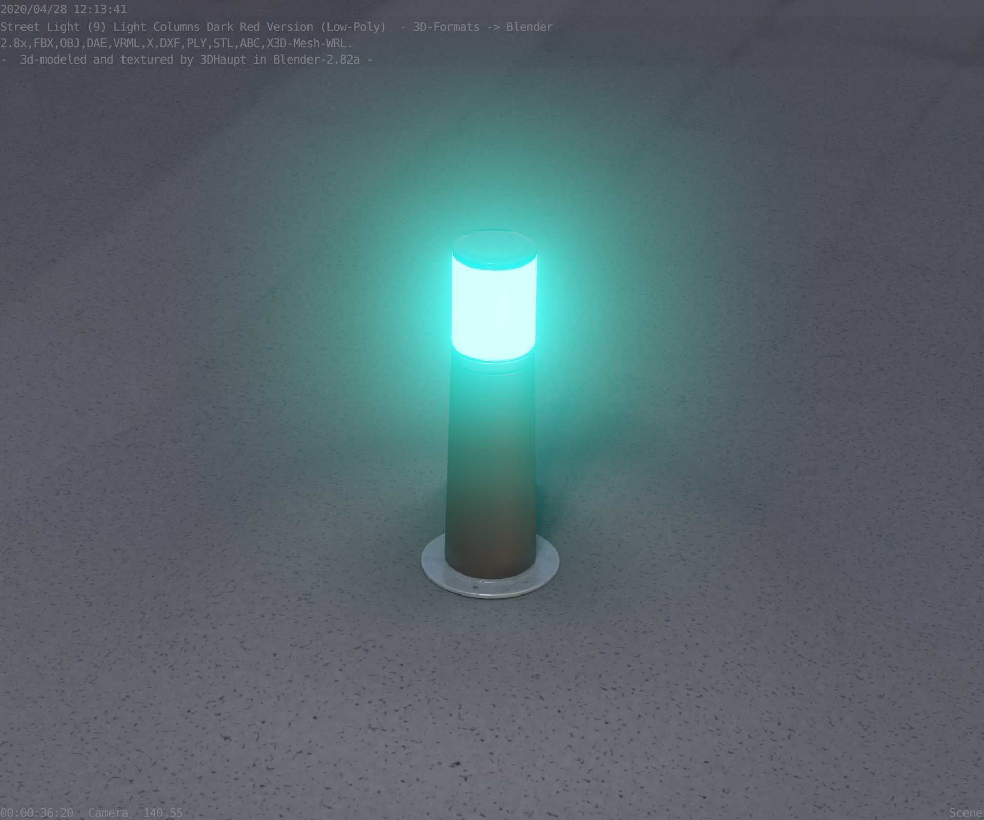 Dark Red Light-Column -9- Street-Light 9 Low-poly 3D model_84