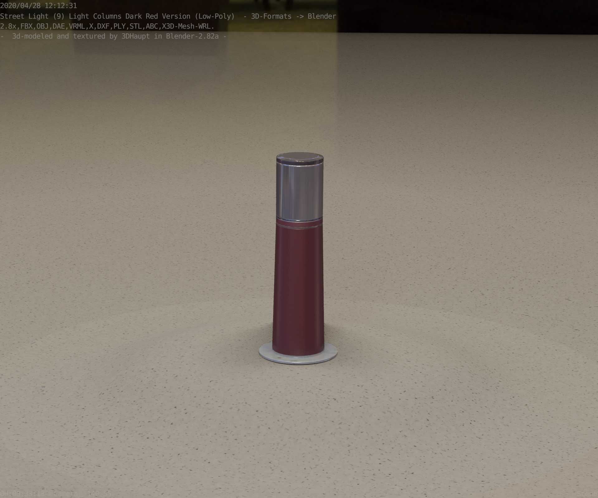 Dark Red Light-Column -9- Street-Light 9 Low-poly 3D model_29