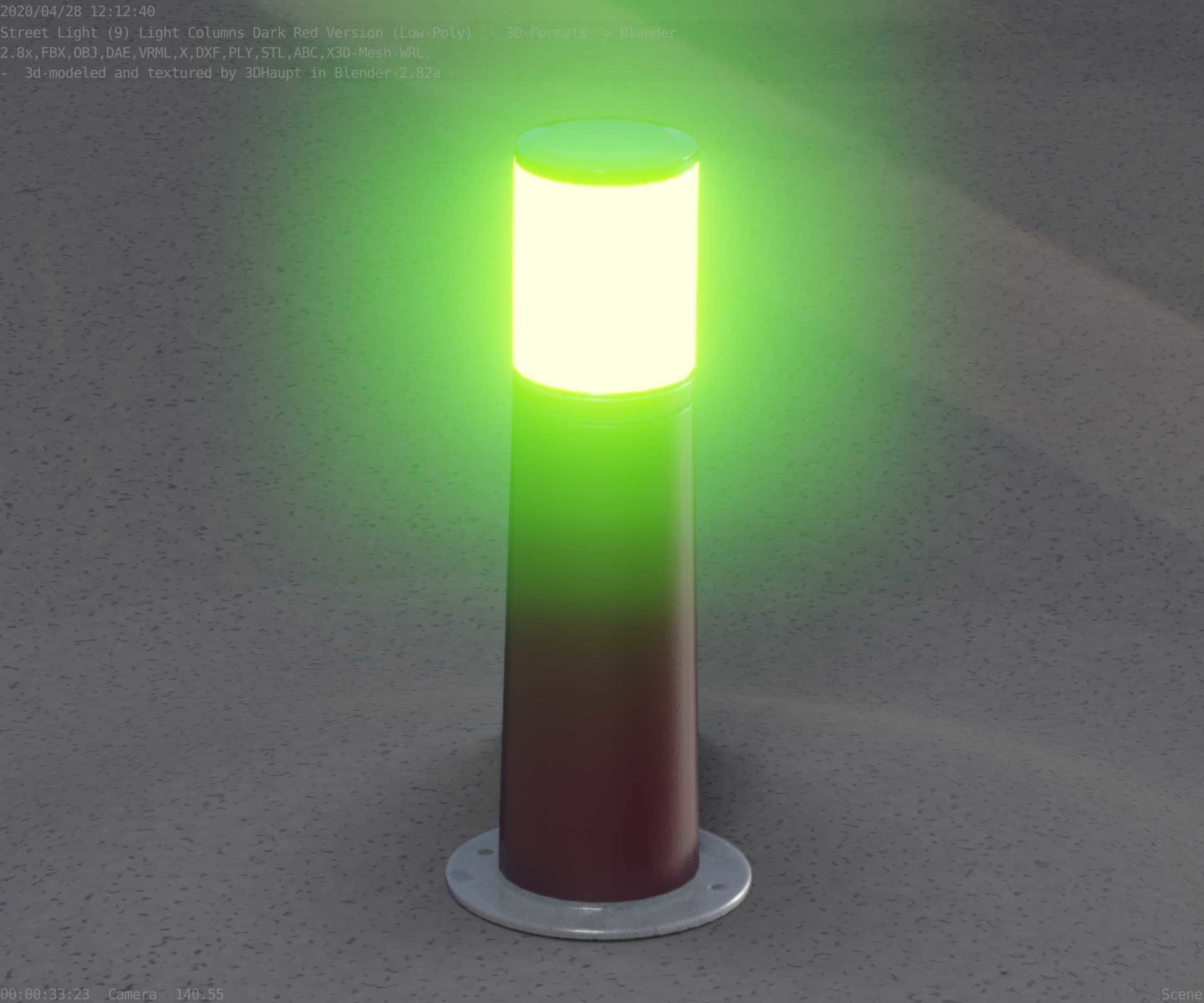 Dark Red Light-Column -9- Street-Light 9 Low-poly 3D model_38
