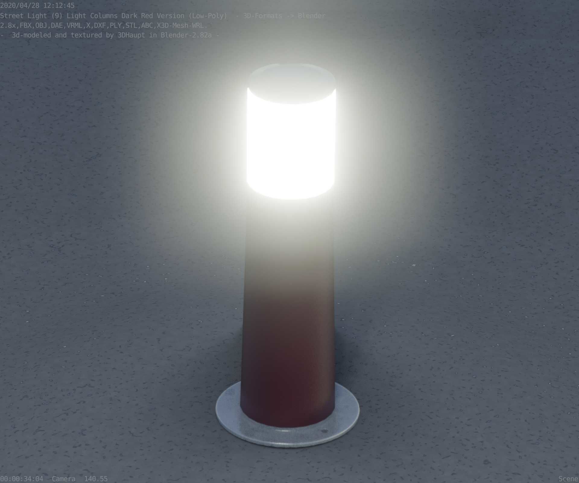 Dark Red Light-Column -9- Street-Light 9 Low-poly 3D model_43