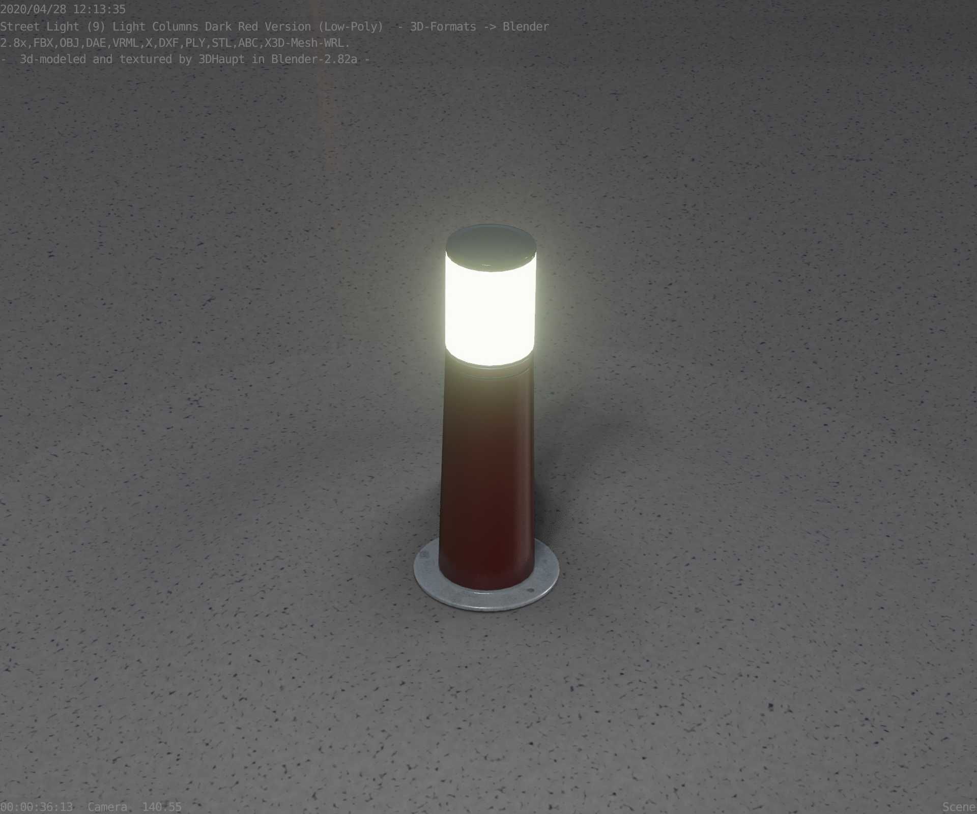 Dark Red Light-Column -9- Street-Light 9 Low-poly 3D model_20