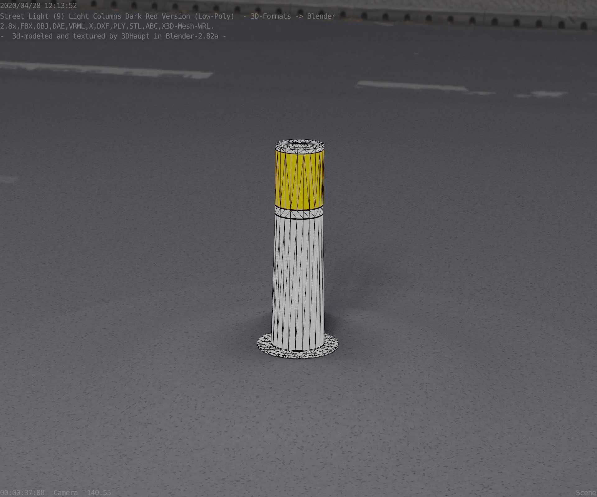 Dark Red Light-Column -9- Street-Light 9 Low-poly 3D model_96