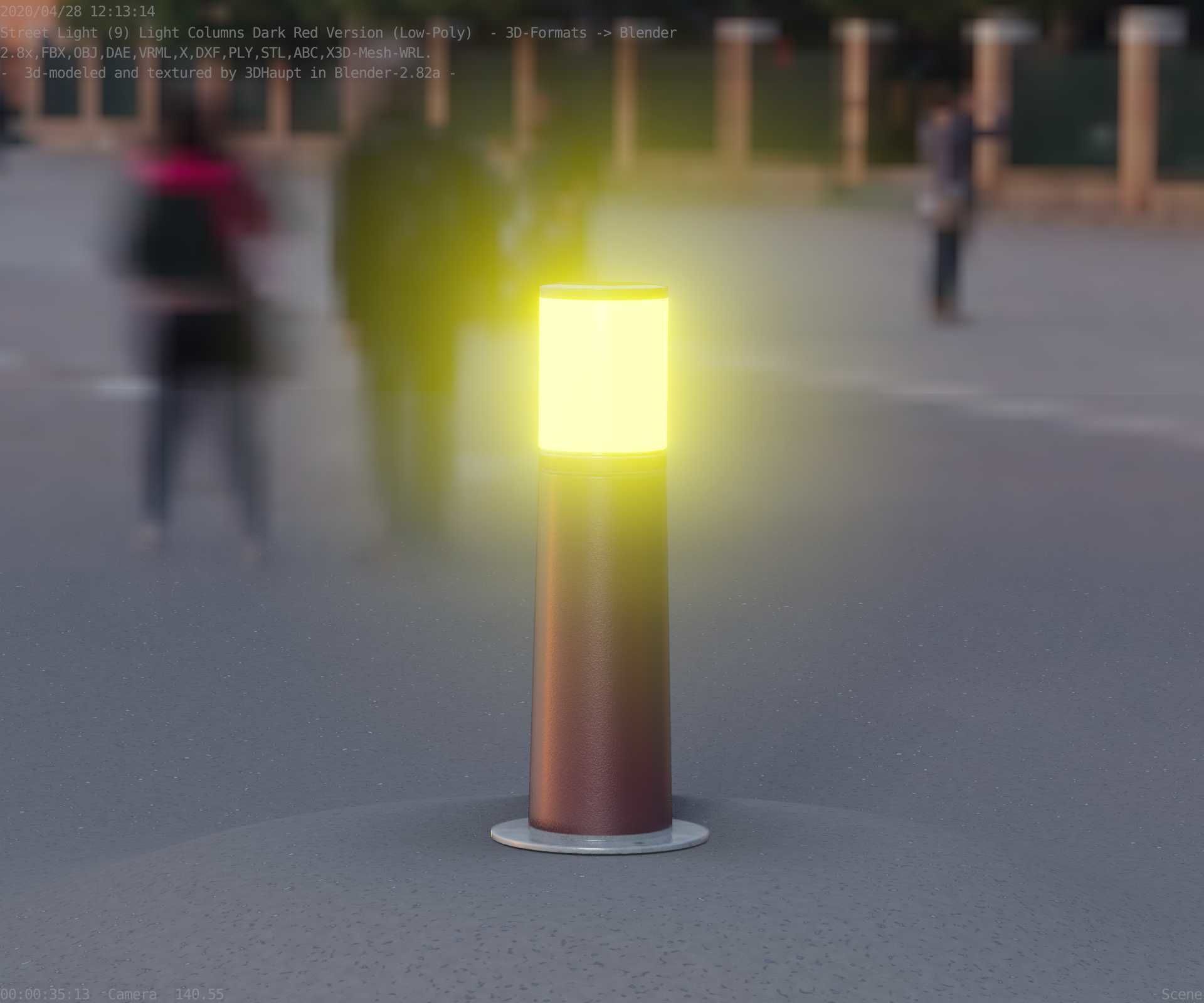Dark Red Light-Column -9- Street-Light 9 Low-poly 3D model_75