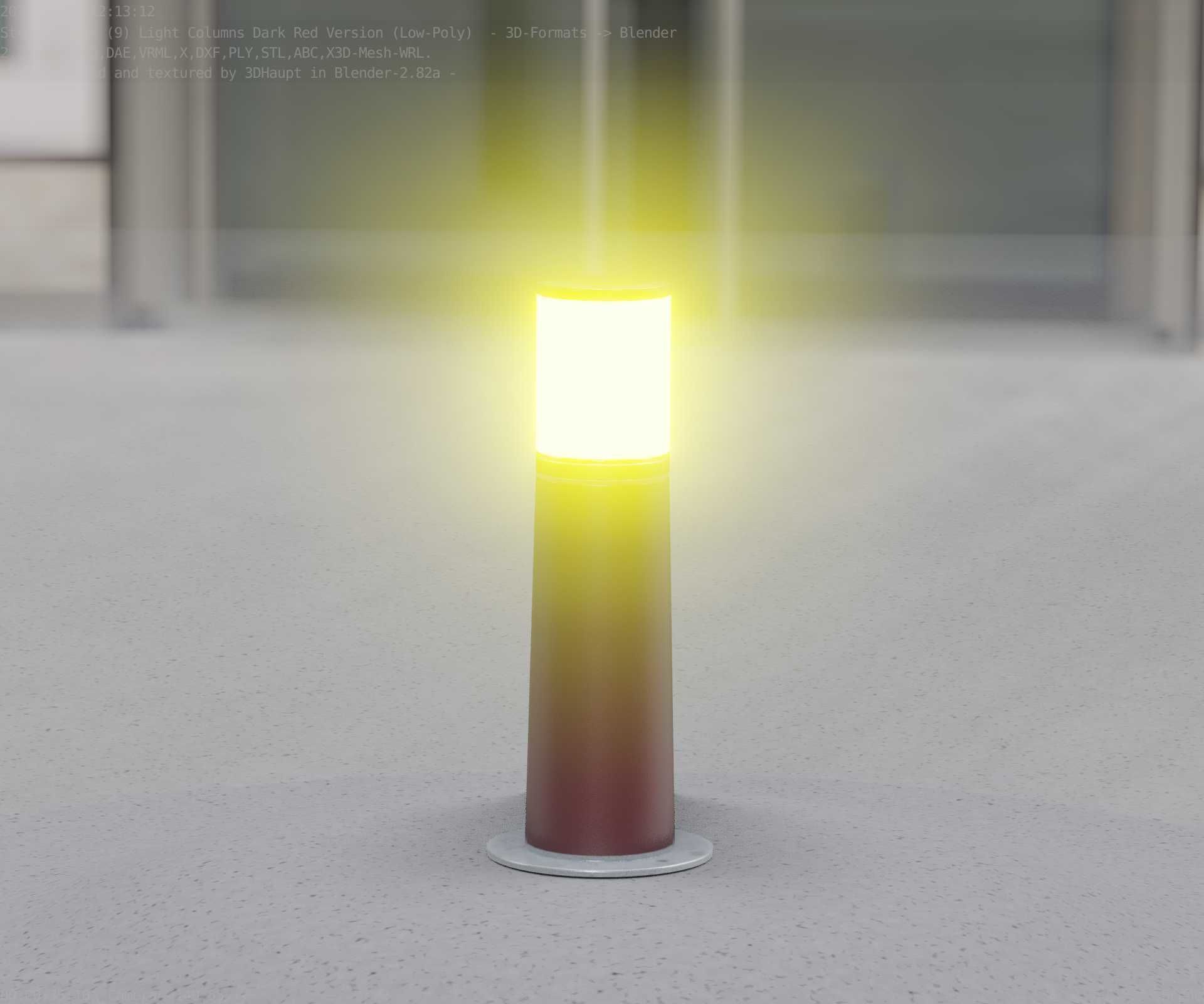 Dark Red Light-Column -9- Street-Light 9 Low-poly 3D model_73