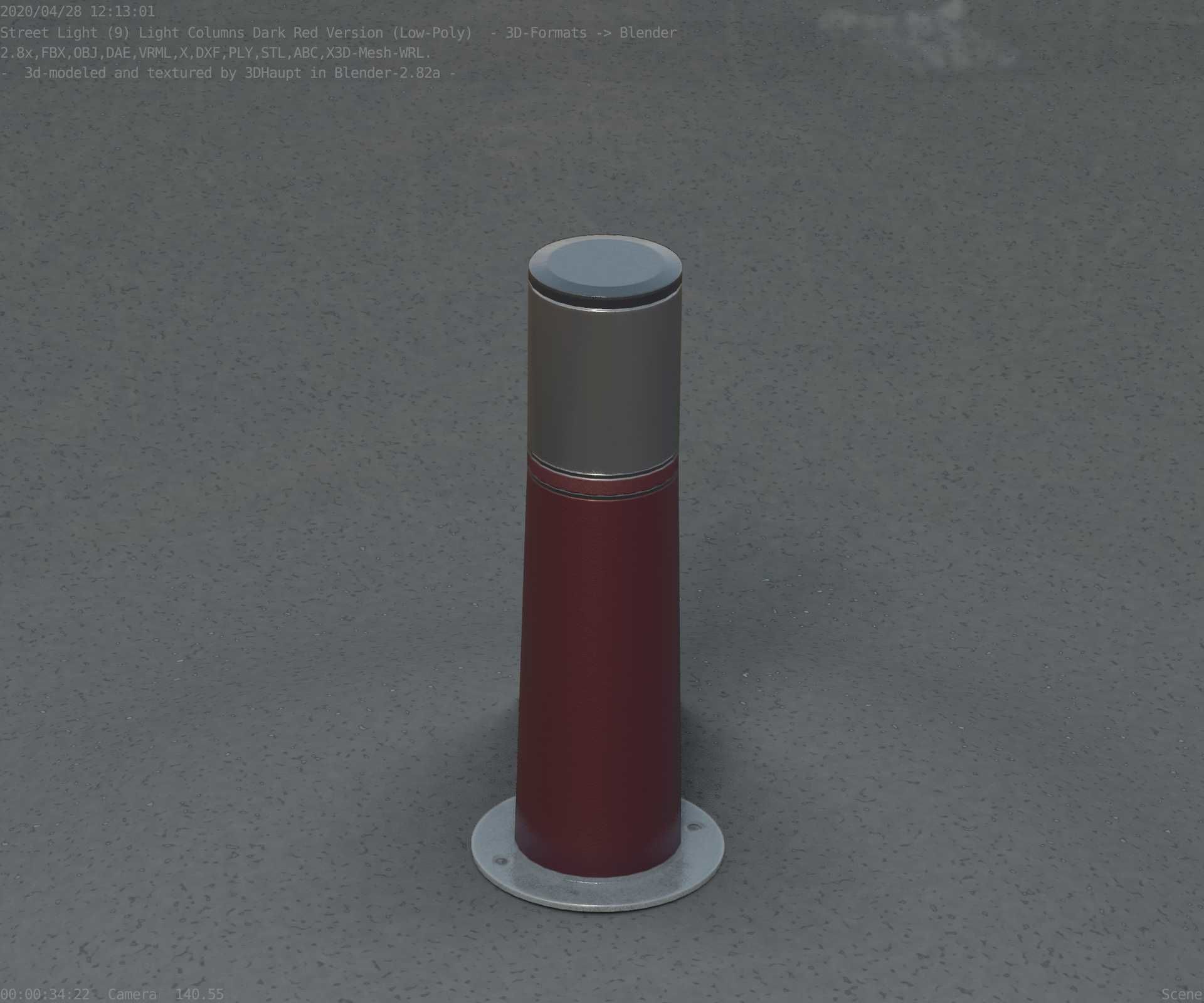 Dark Red Light-Column -9- Street-Light 9 Low-poly 3D model_61