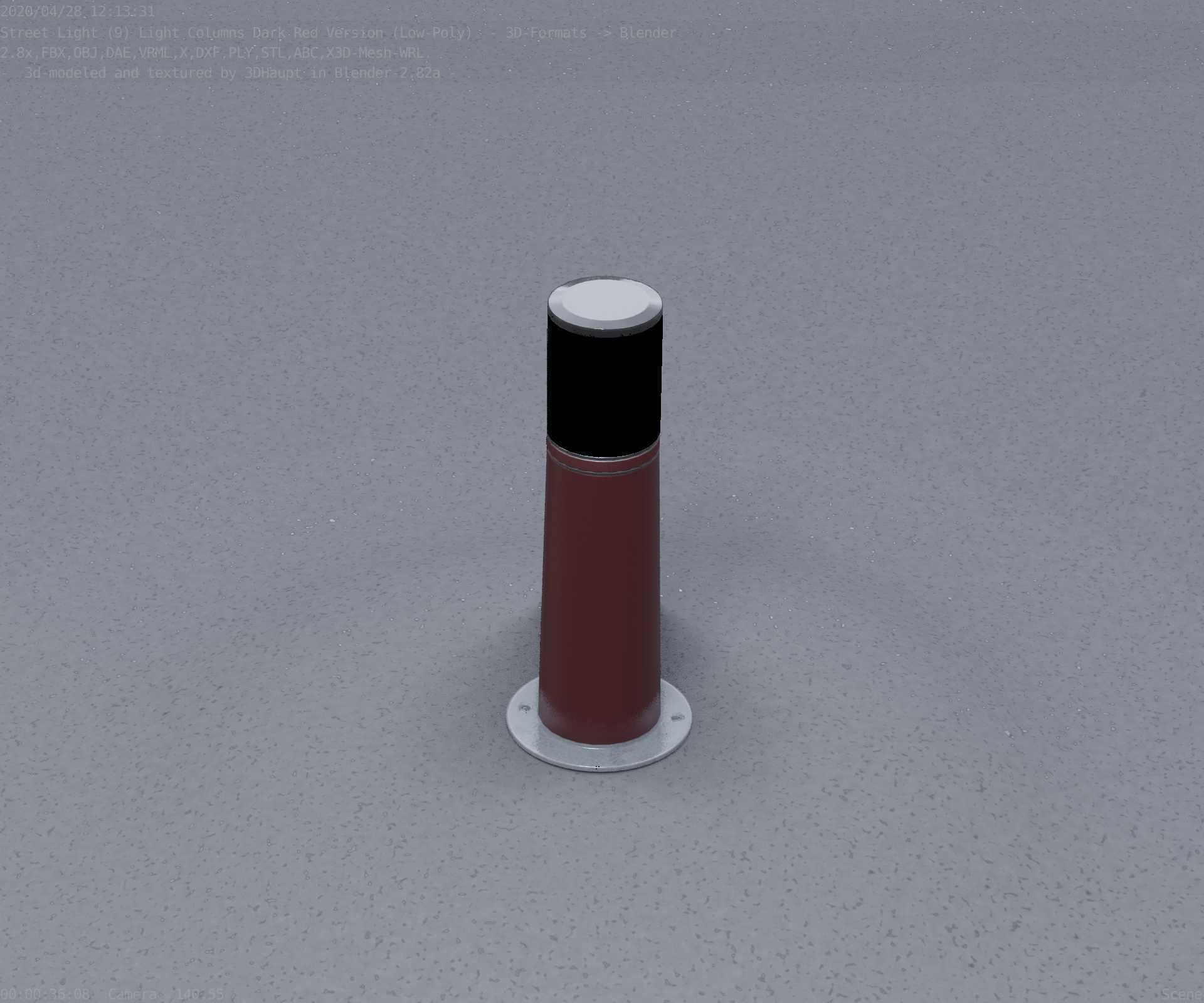 Dark Red Light-Column -9- Street-Light 9 Low-poly 3D model_15