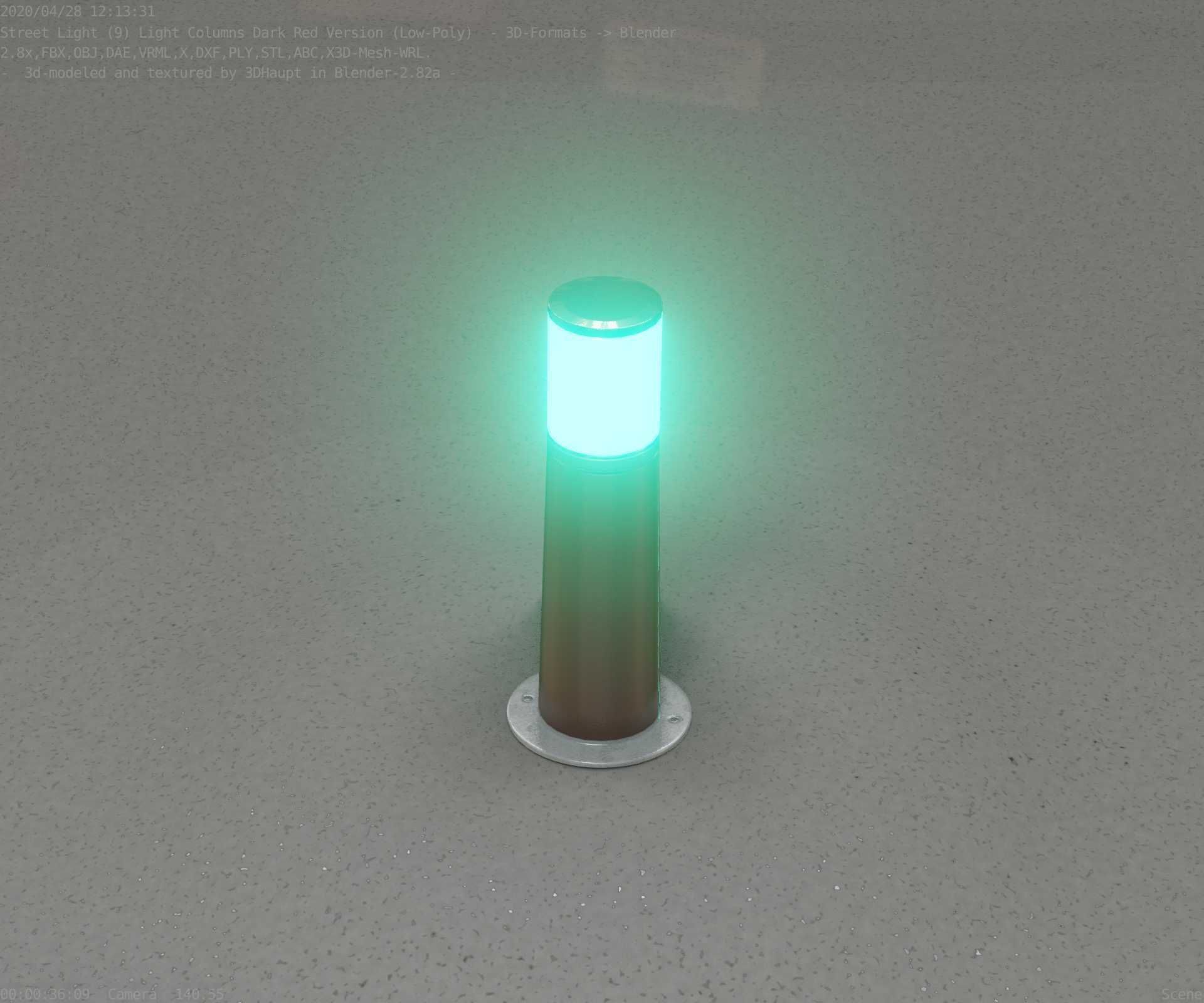 Dark Red Light-Column -9- Street-Light 9 Low-poly 3D model_16