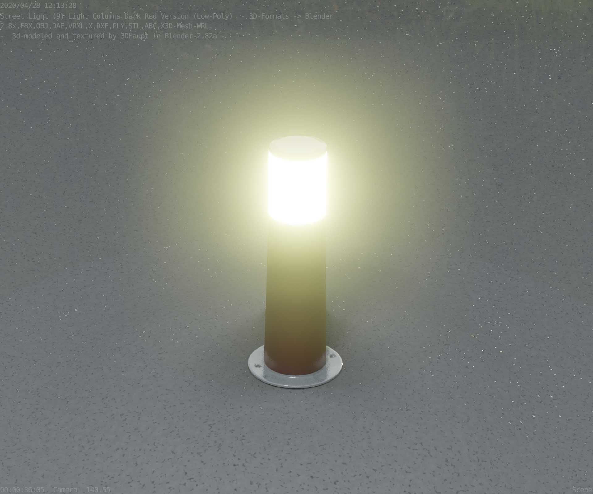 Dark Red Light-Column -9- Street-Light 9 Low-poly 3D model_12