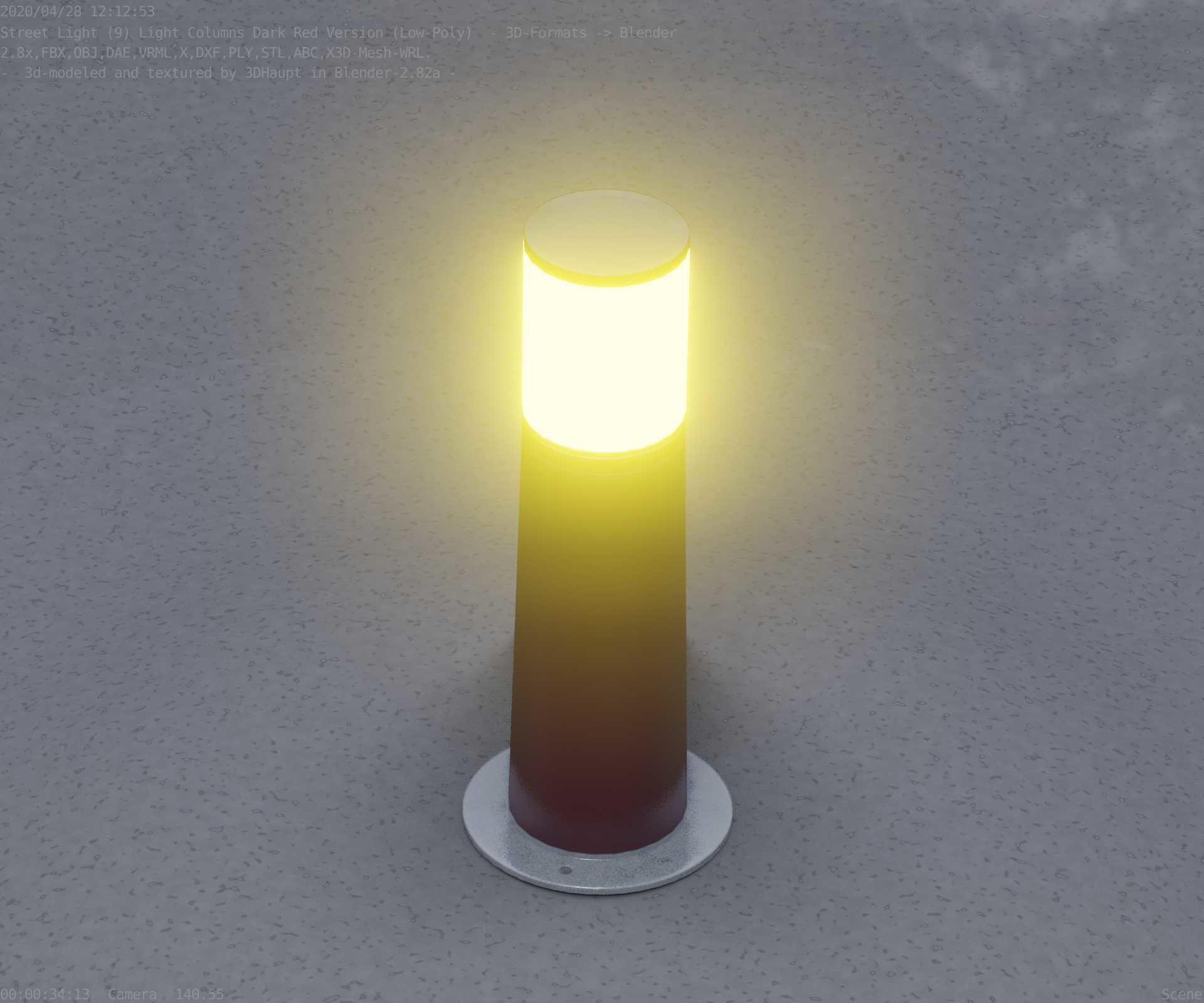 Dark Red Light-Column -9- Street-Light 9 Low-poly 3D model_52