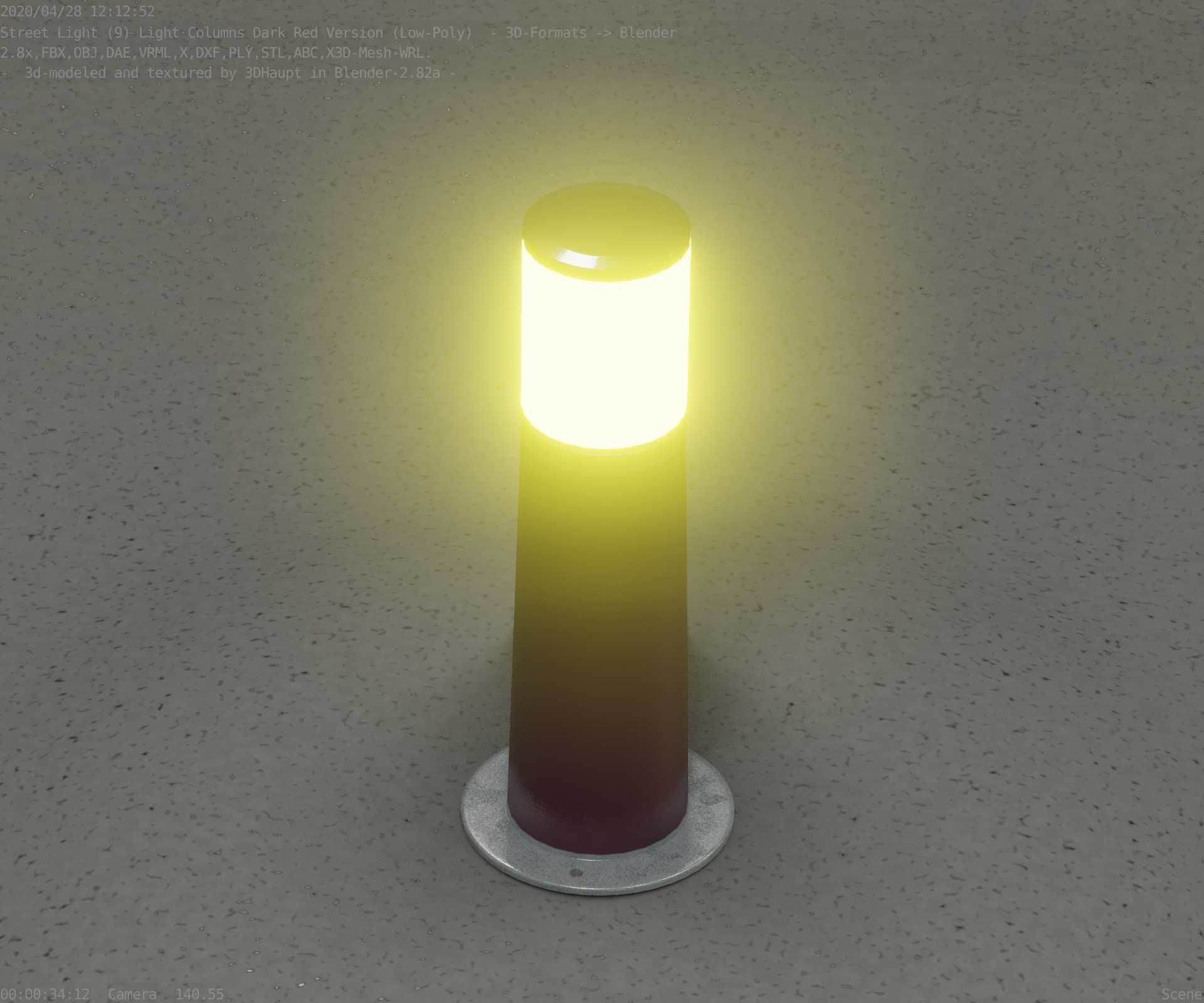 Dark Red Light-Column -9- Street-Light 9 Low-poly 3D model_51