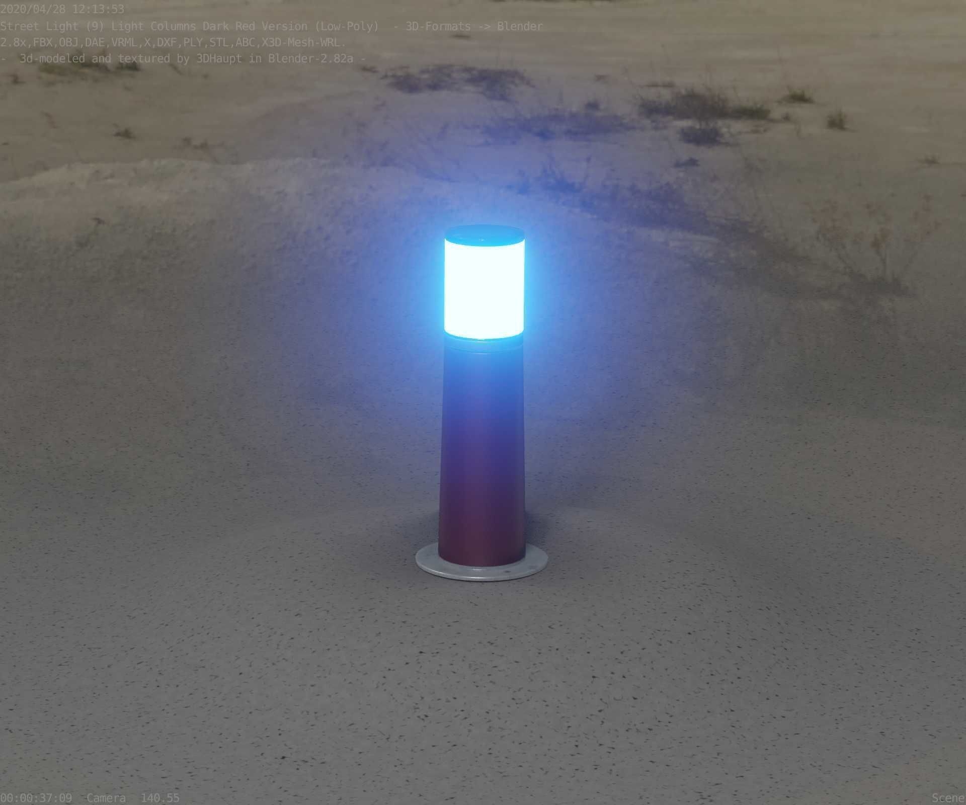 Dark Red Light-Column -9- Street-Light 9 Low-poly 3D model_97