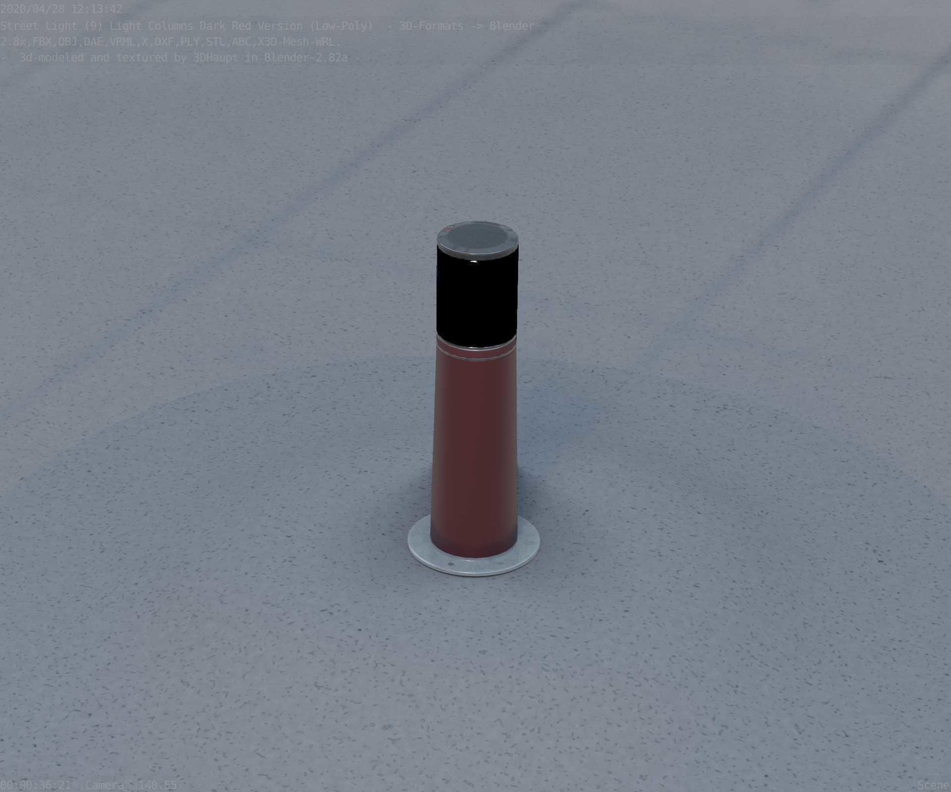 Dark Red Light-Column -9- Street-Light 9 Low-poly 3D model_85