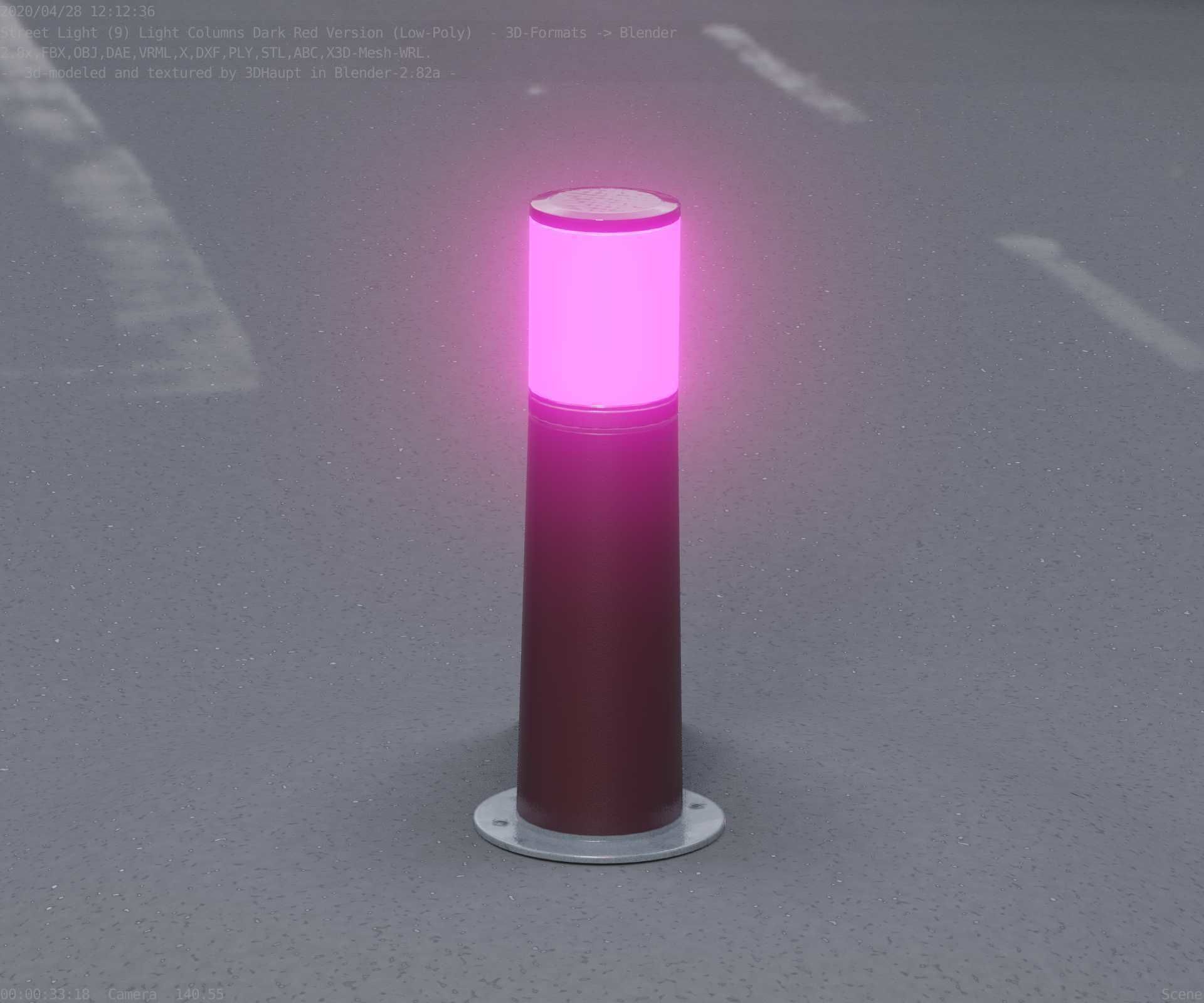 Dark Red Light-Column -9- Street-Light 9 Low-poly 3D model_33