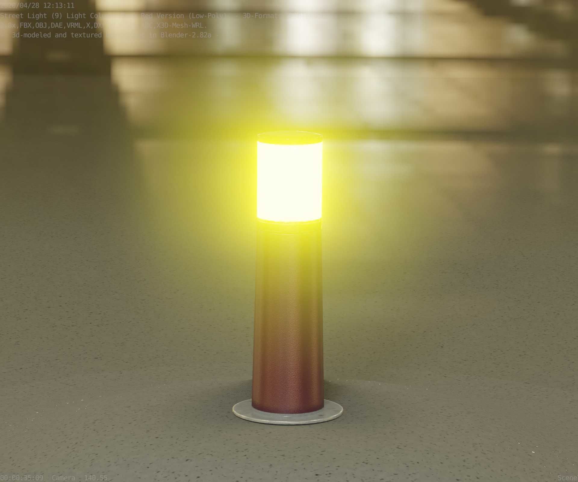 Dark Red Light-Column -9- Street-Light 9 Low-poly 3D model_72