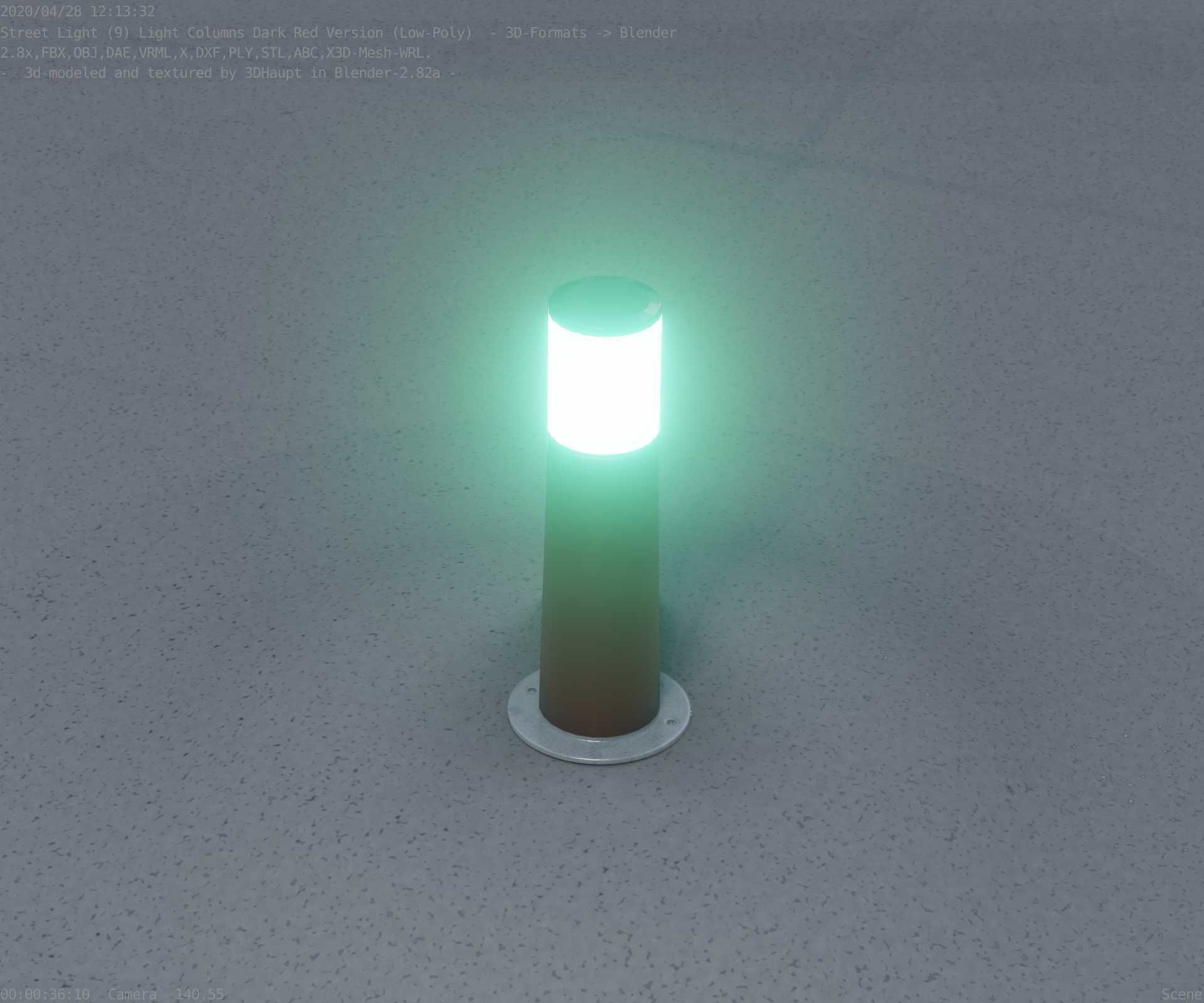 Dark Red Light-Column -9- Street-Light 9 Low-poly 3D model_17
