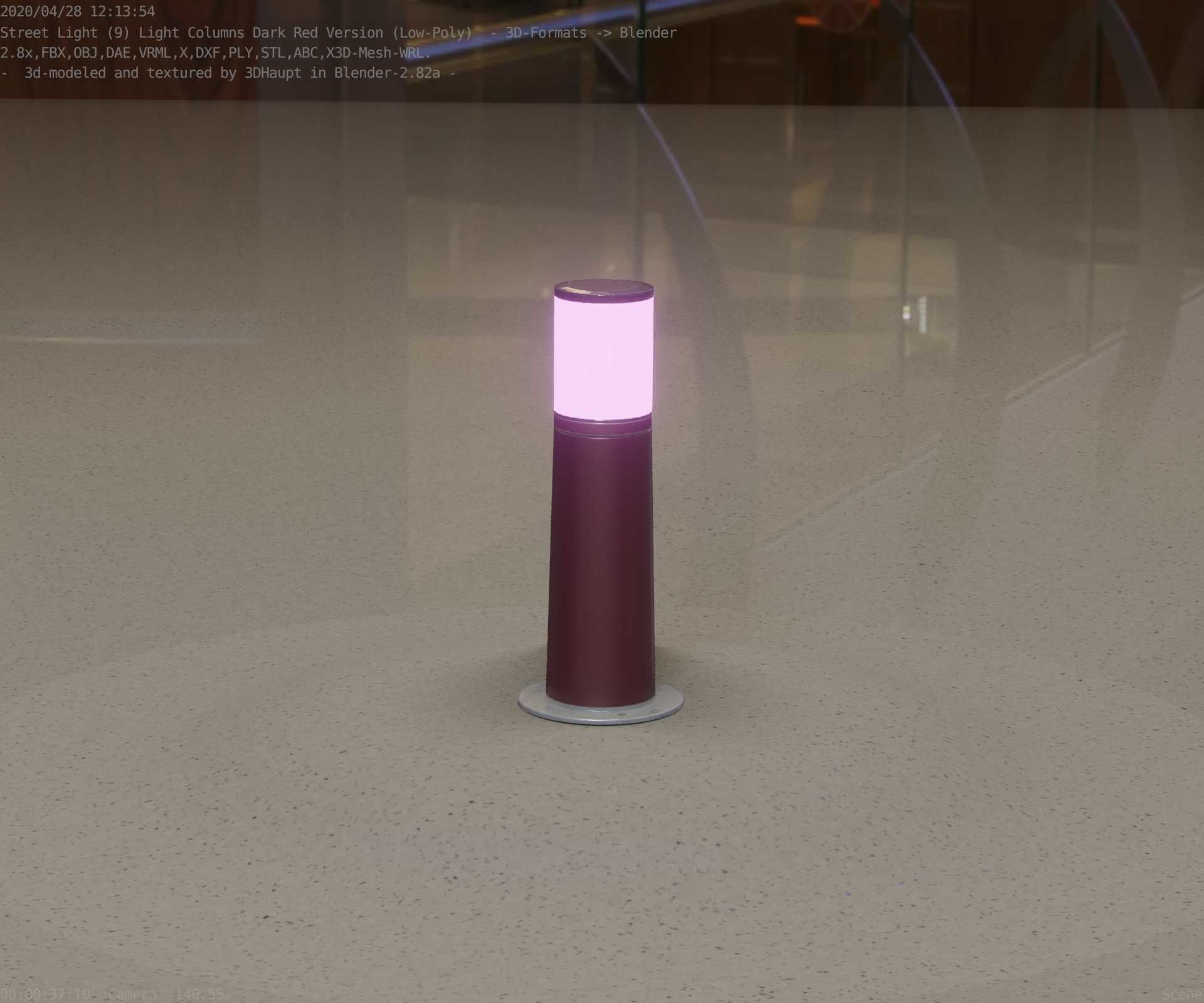 Dark Red Light-Column -9- Street-Light 9 Low-poly 3D model_98