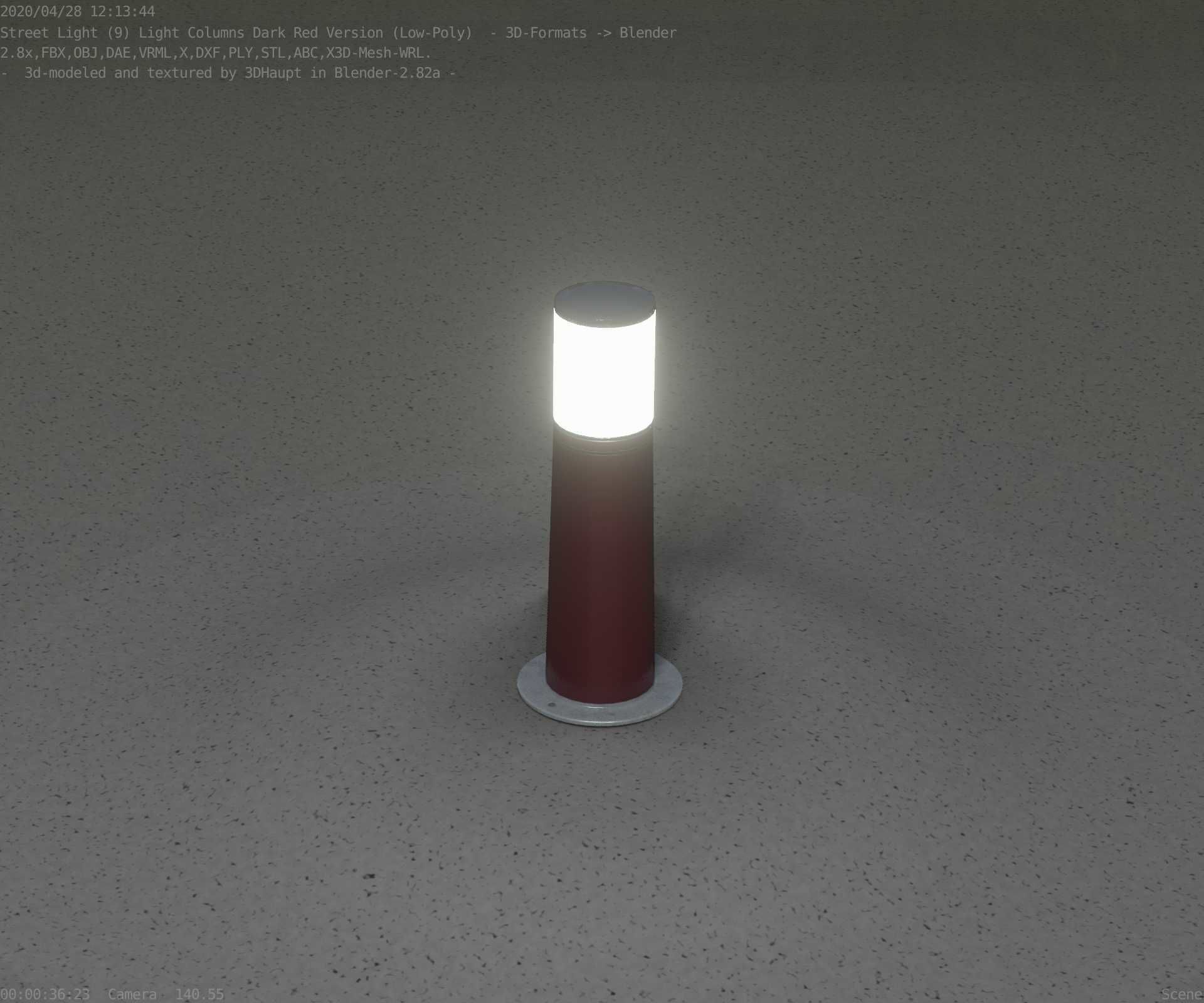 Dark Red Light-Column -9- Street-Light 9 Low-poly 3D model_87
