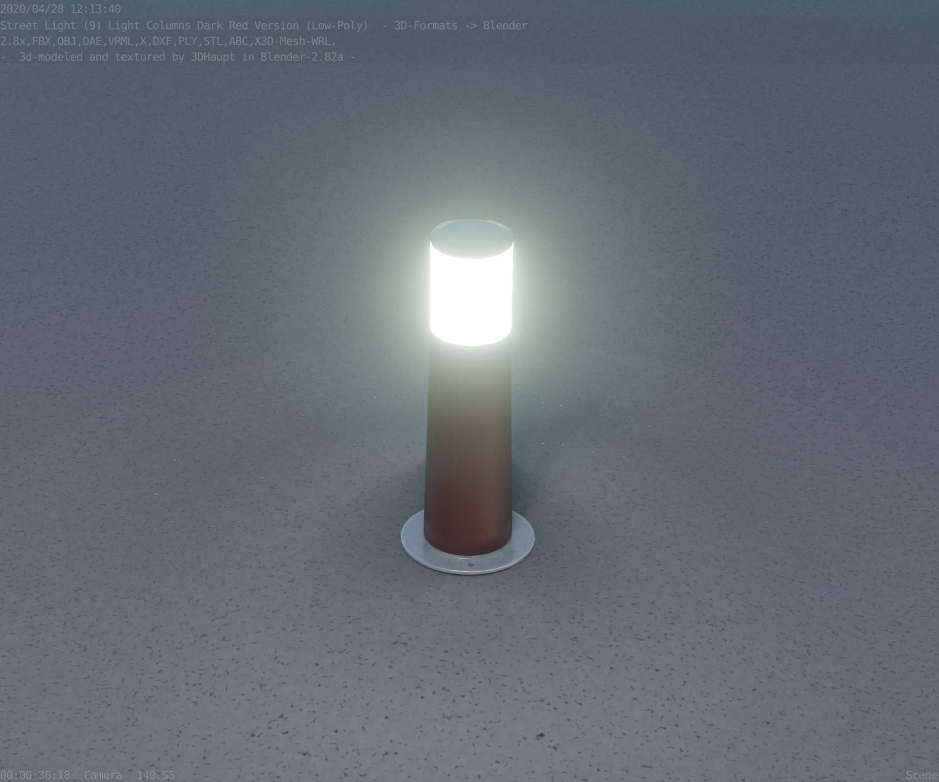 Dark Red Light-Column -9- Street-Light 9 Low-poly 3D model_82