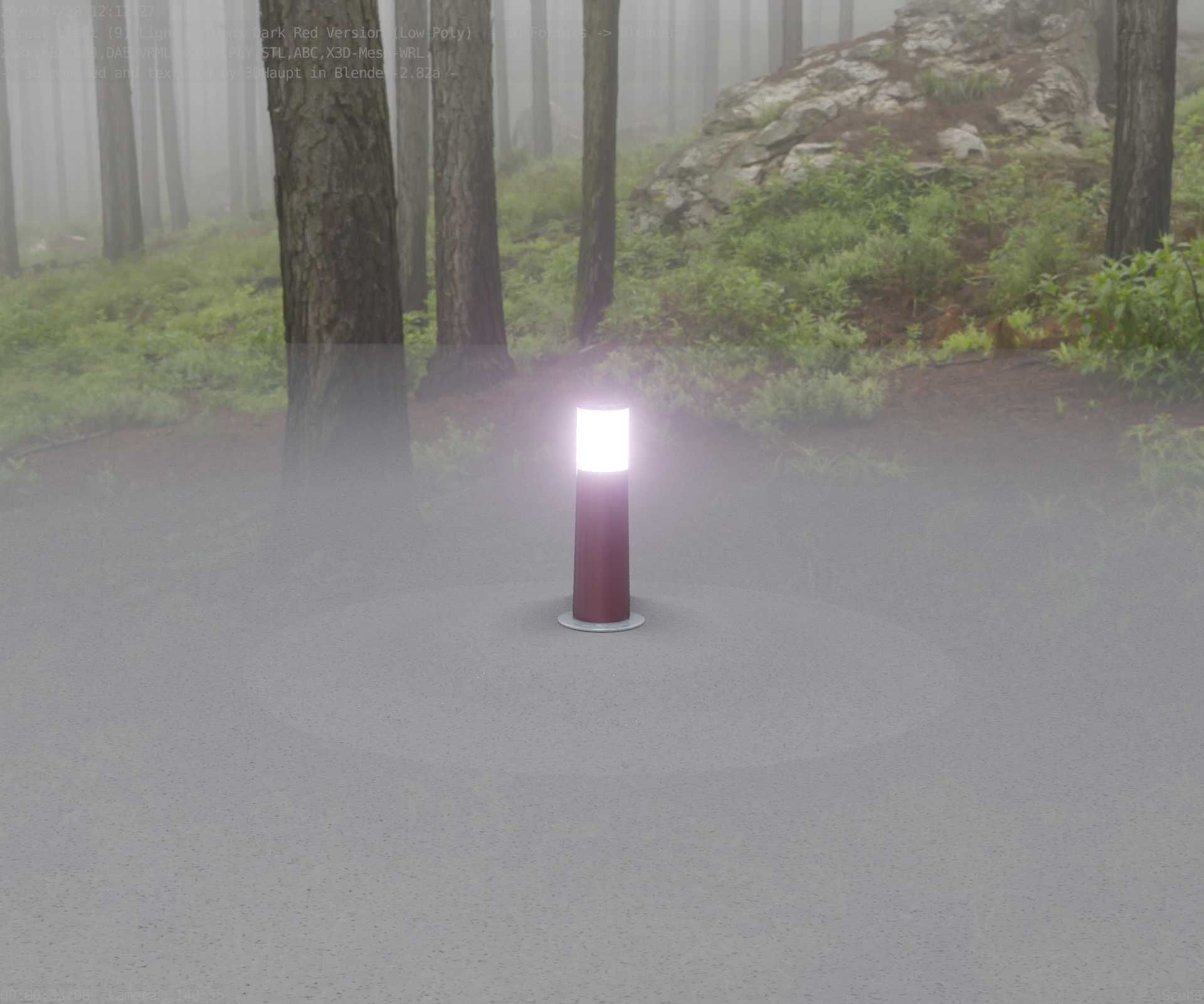 Dark Red Light-Column -9- Street-Light 9 Low-poly 3D model_24