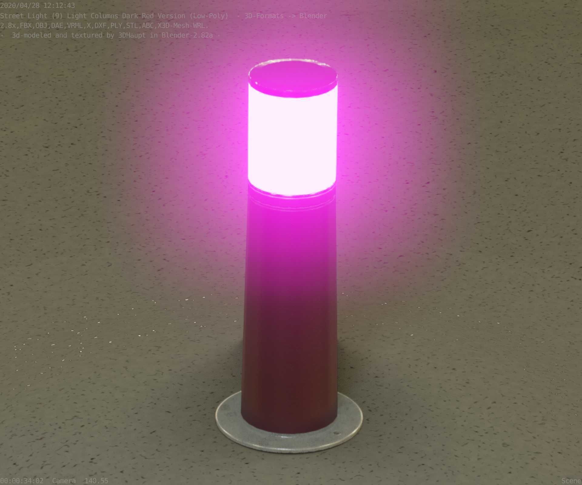 Dark Red Light-Column -9- Street-Light 9 Low-poly 3D model_41