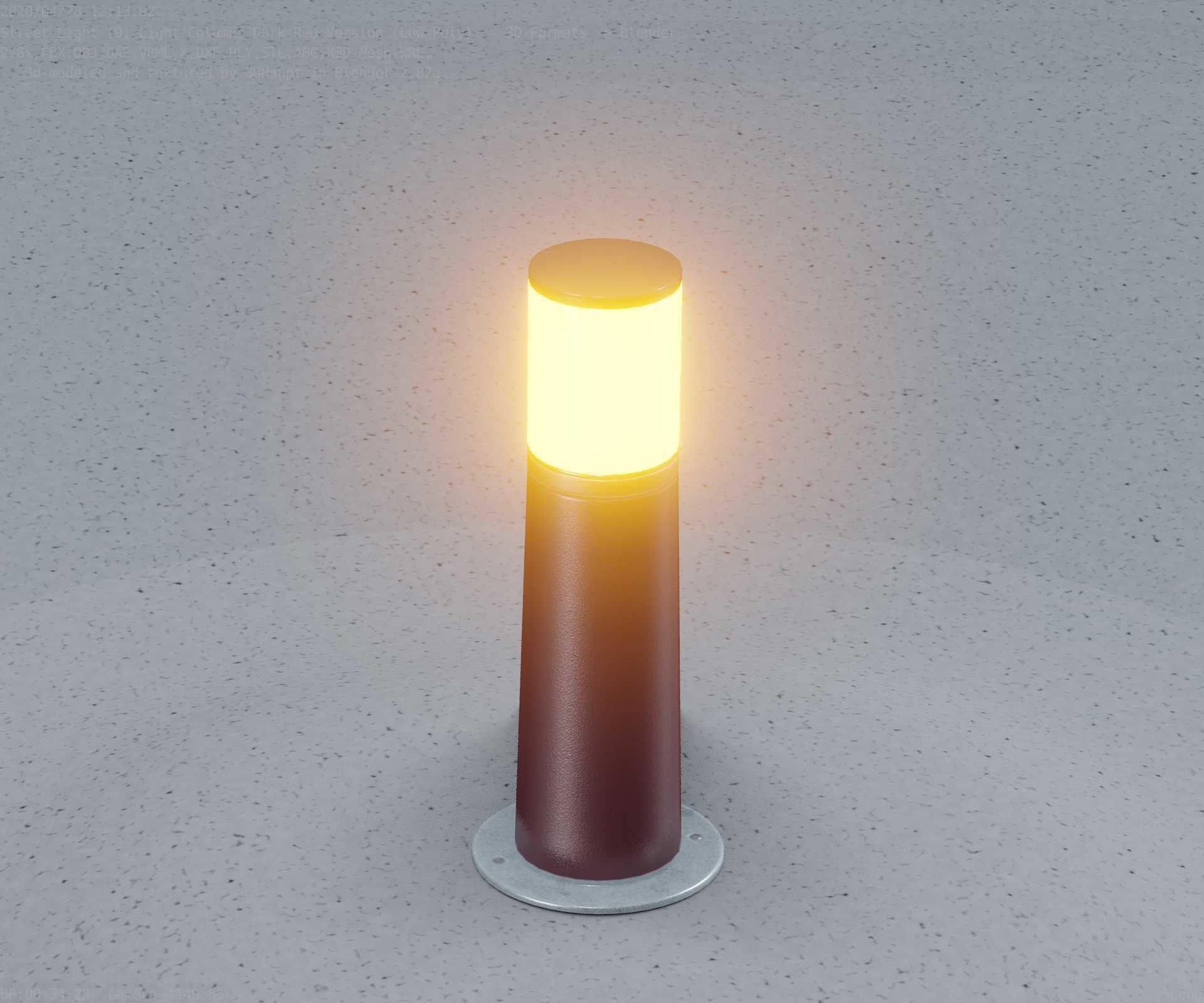 Dark Red Light-Column -9- Street-Light 9 Low-poly 3D model_62