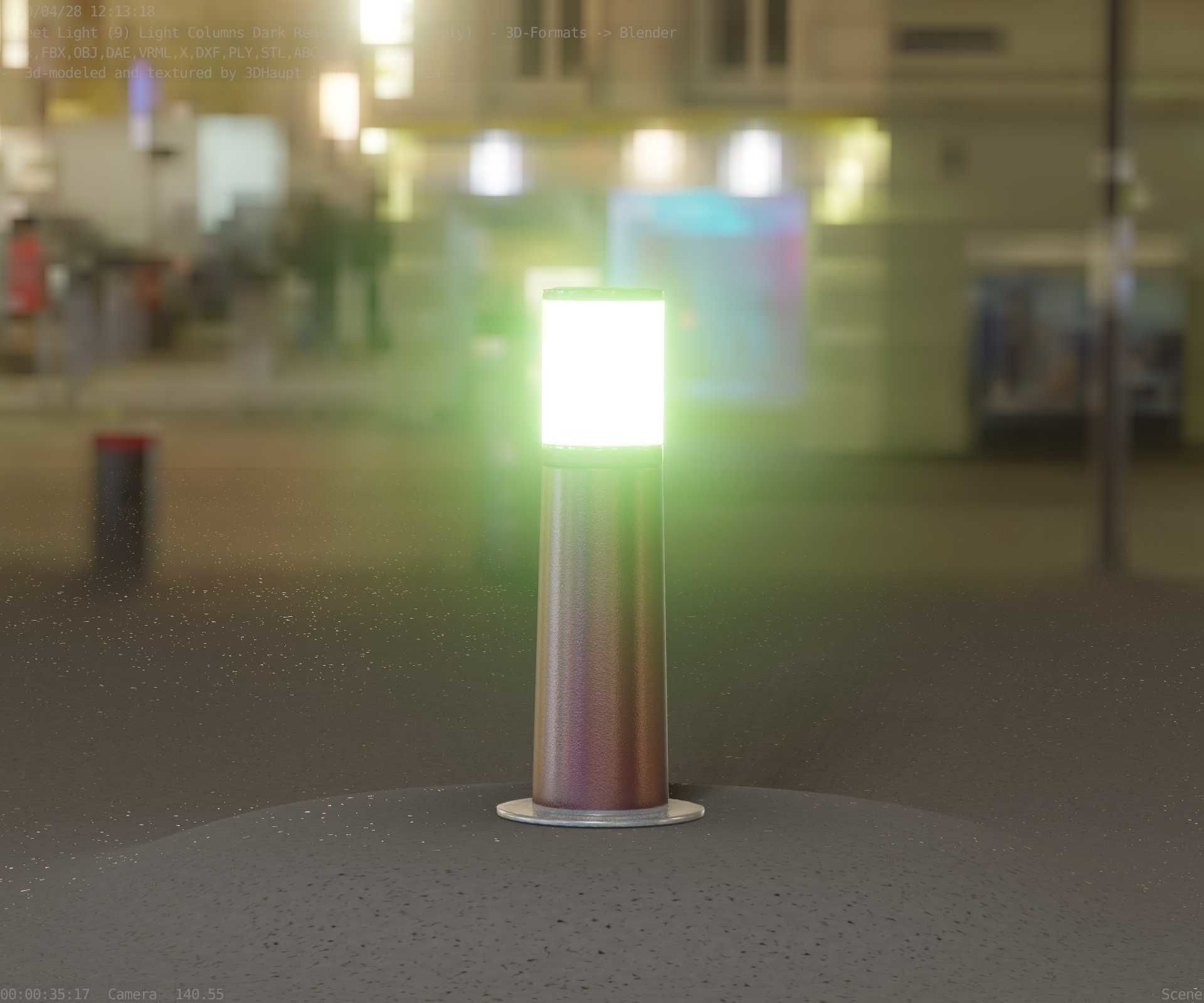 Dark Red Light-Column -9- Street-Light 9 Low-poly 3D model_79