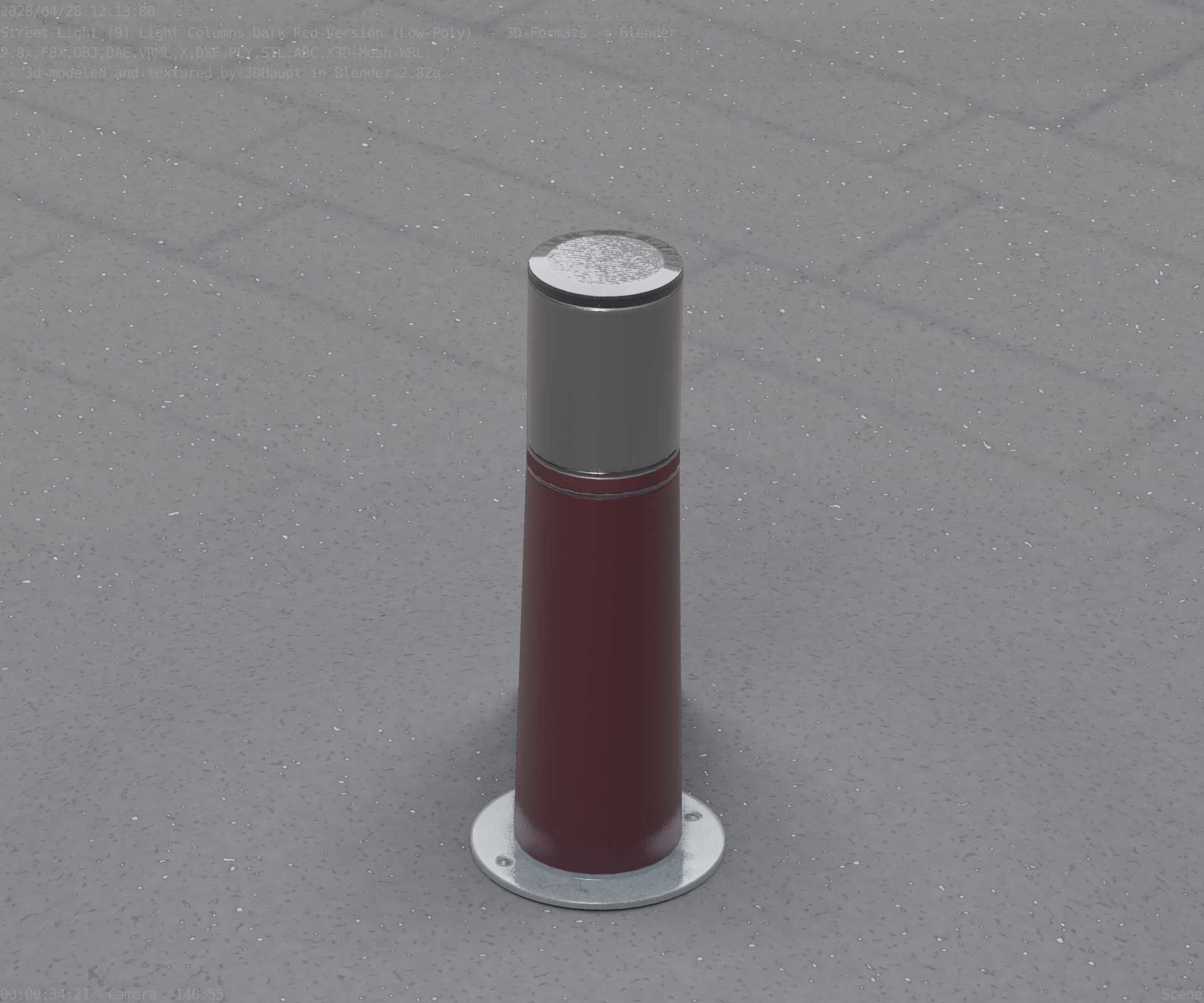 Dark Red Light-Column -9- Street-Light 9 Low-poly 3D model_60