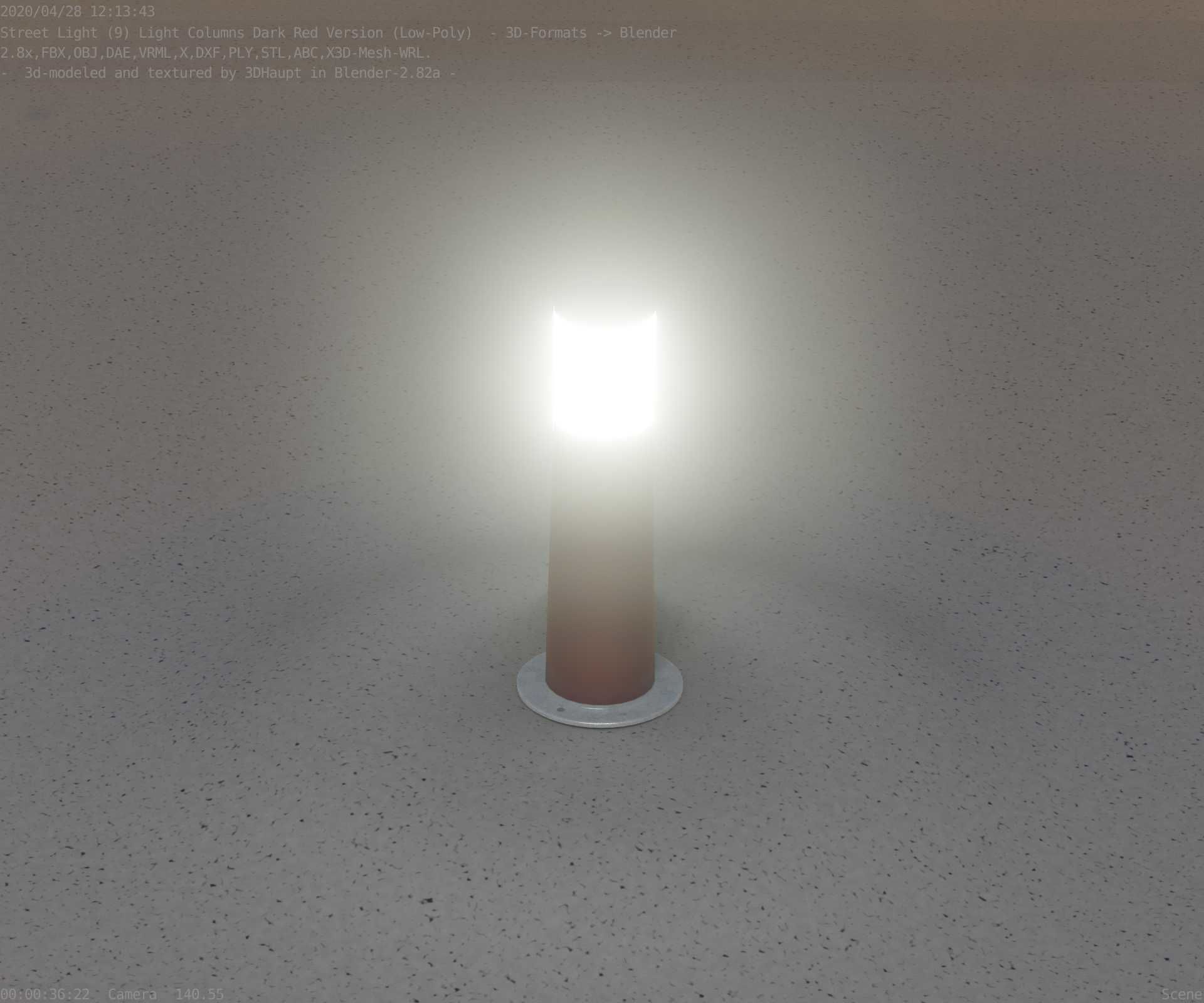 Dark Red Light-Column -9- Street-Light 9 Low-poly 3D model_86