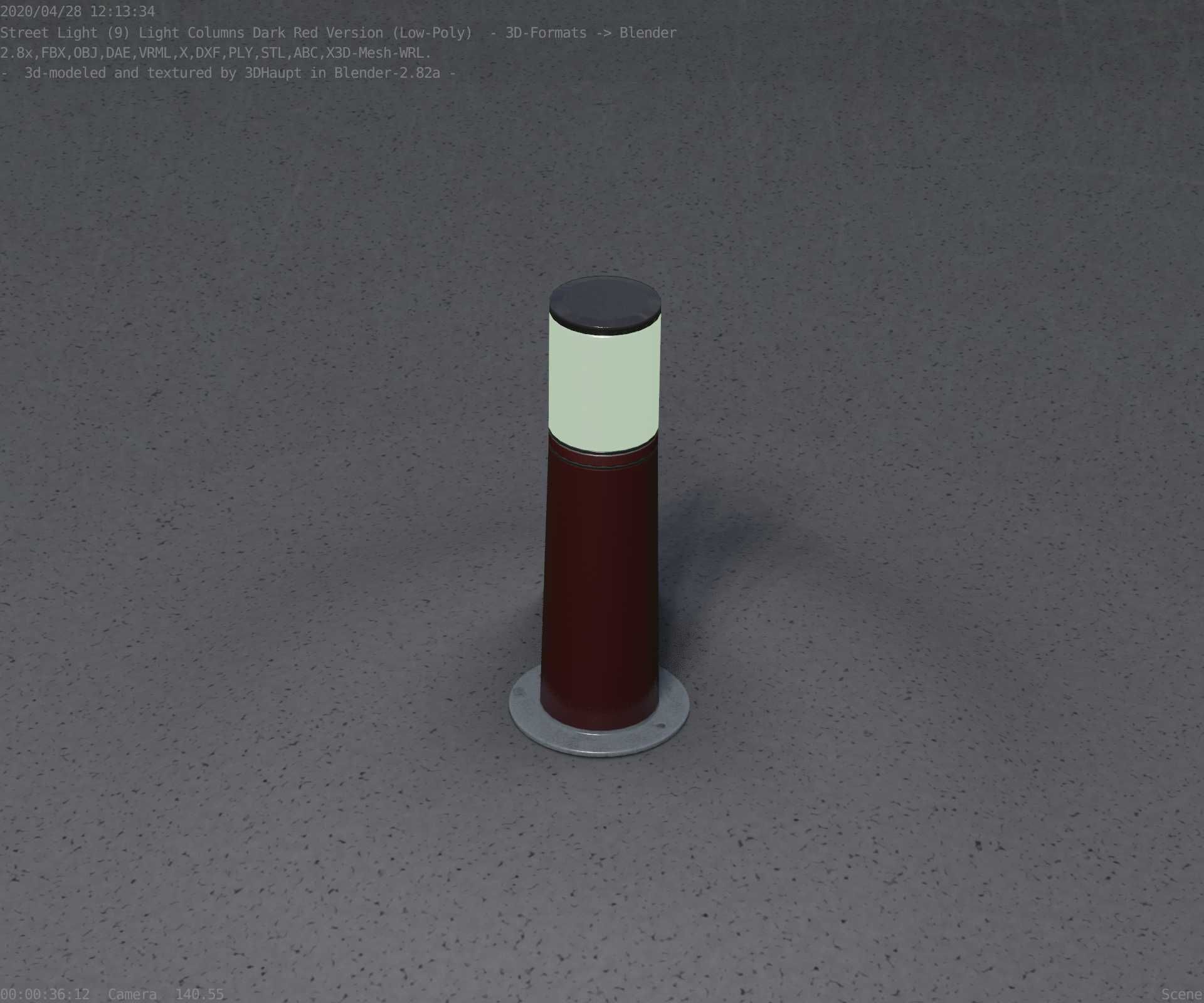 Dark Red Light-Column -9- Street-Light 9 Low-poly 3D model_19