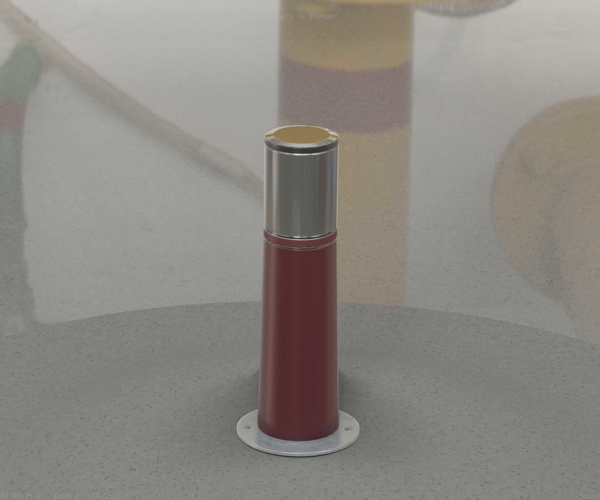 Dark Red Light-Column -9- Street-Light 9 Low-poly 3D model_65