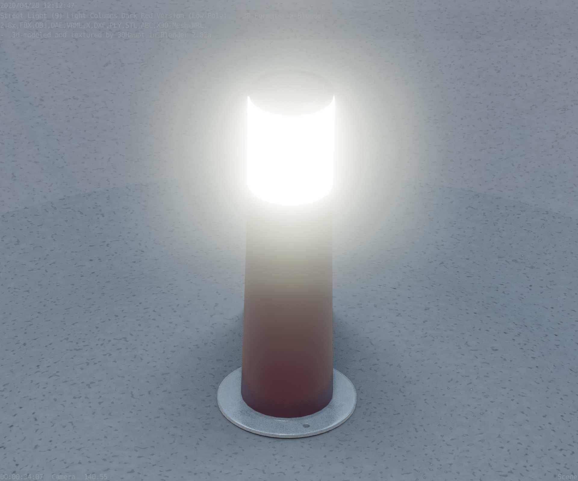 Dark Red Light-Column -9- Street-Light 9 Low-poly 3D model_46
