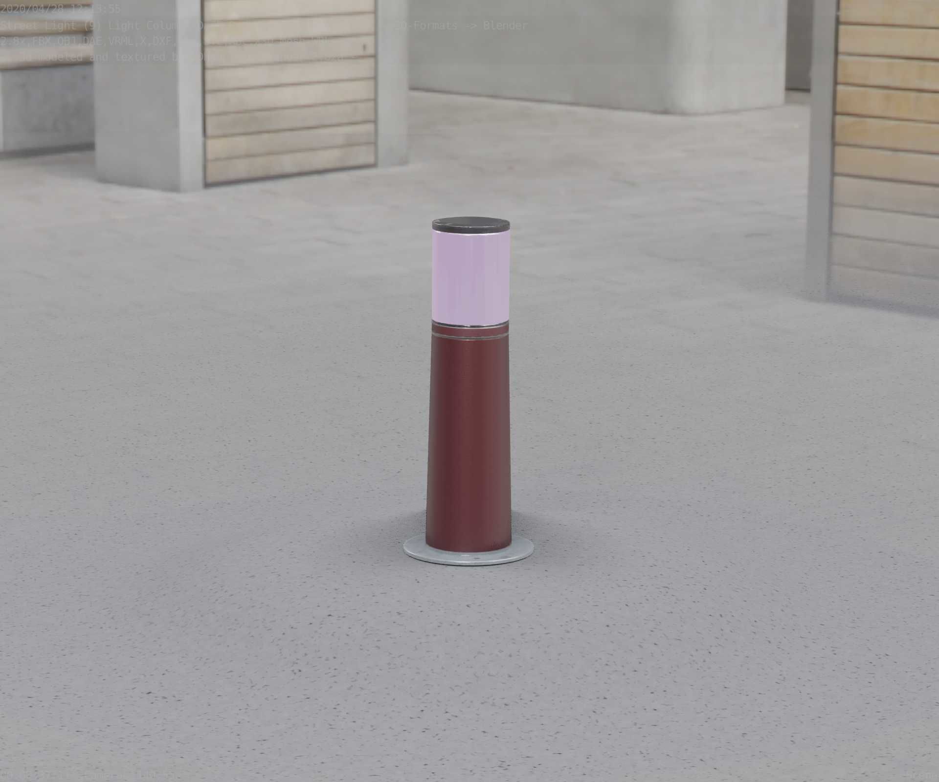 Dark Red Light-Column -9- Street-Light 9 Low-poly 3D model_99