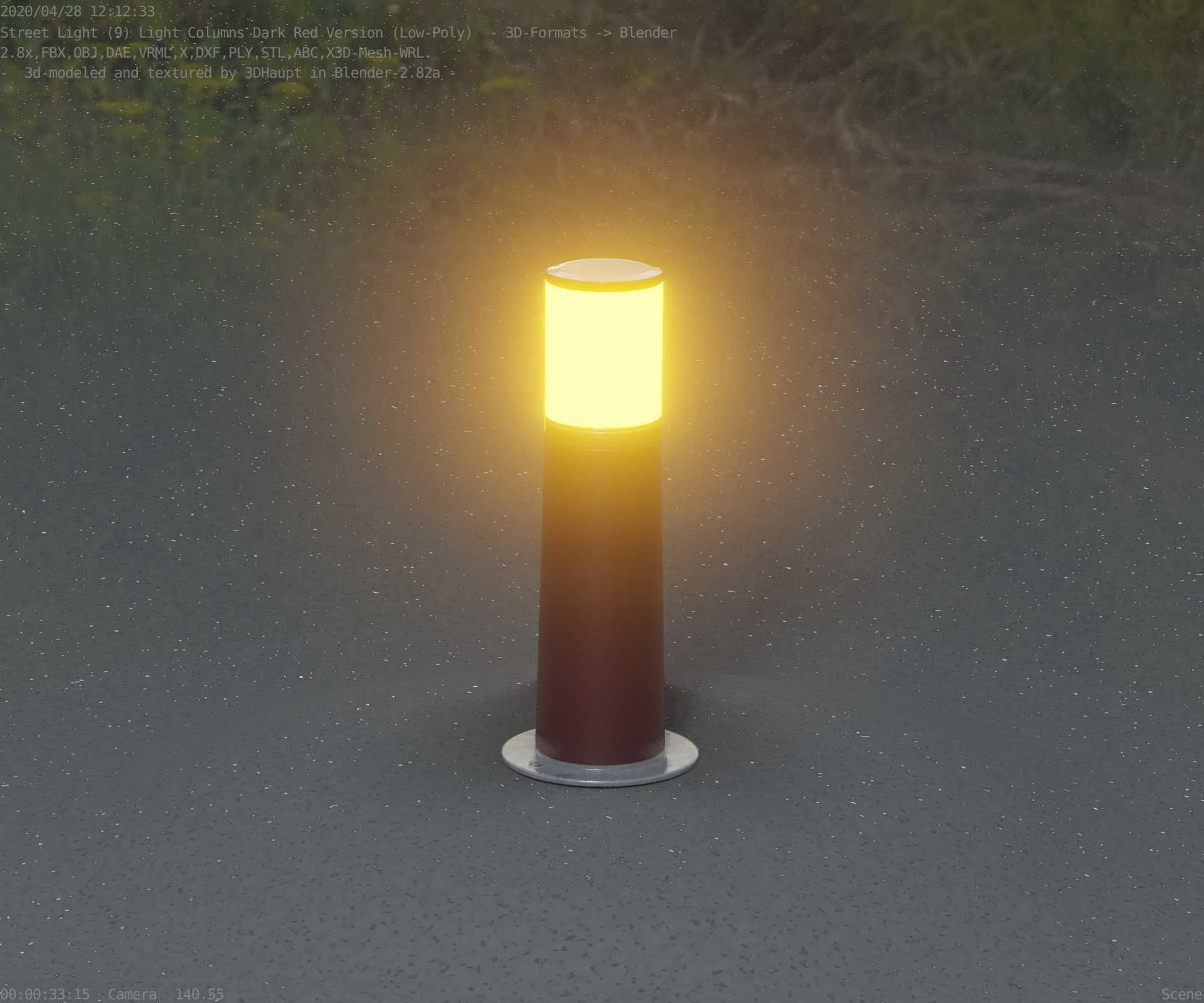 Dark Red Light-Column -9- Street-Light 9 Low-poly 3D model_31