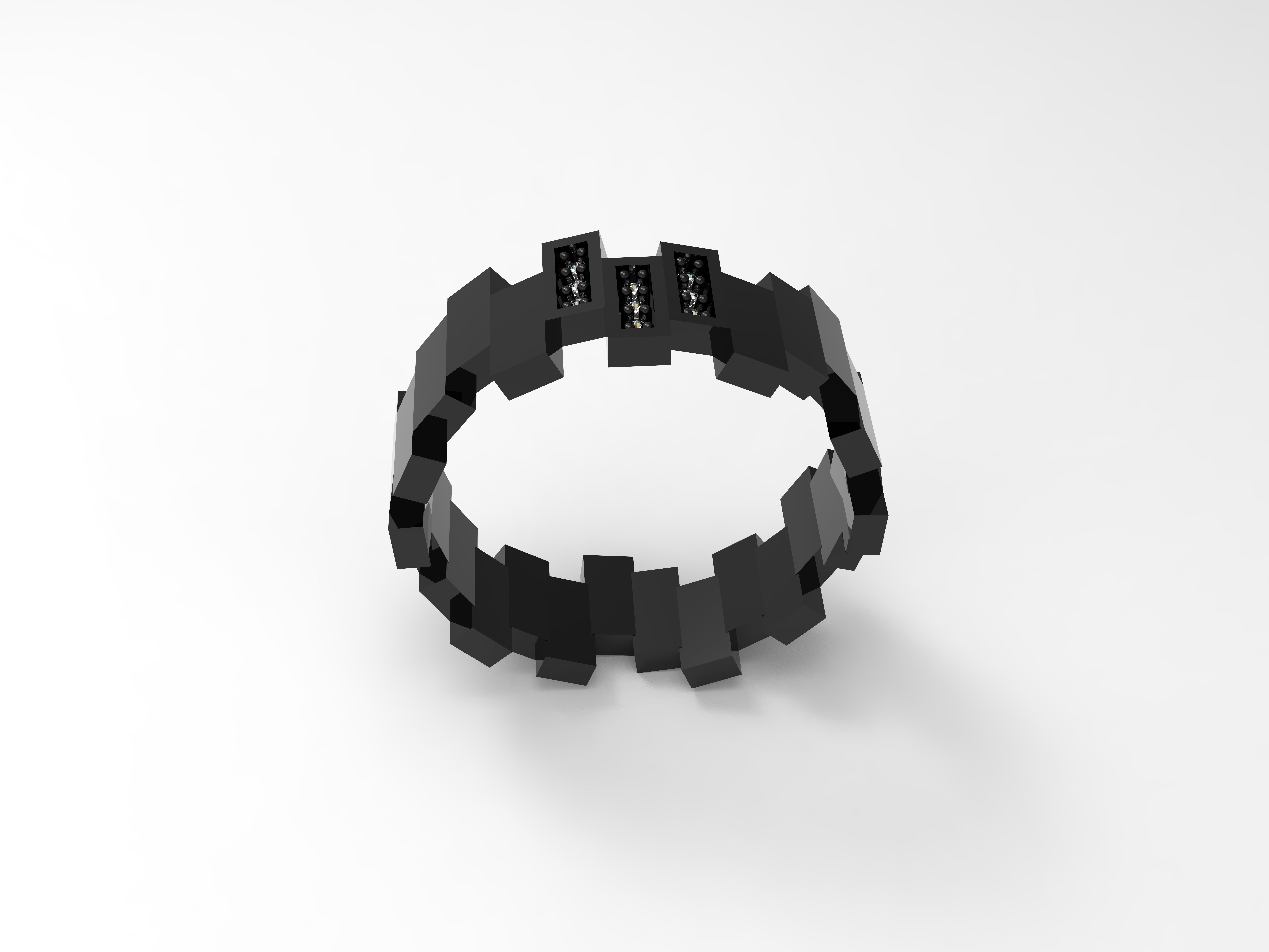 Model 88 Rectangular Facet Diamond Ring Modern EU size 3D print model_2