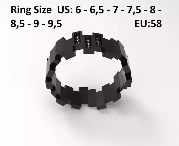 Model 89 Rectangular Facet Diamond Ring Modern US size