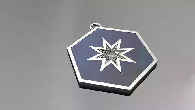Model 90 Gabrielle Star Hexagon Necklace Enamel Diamond Necklace