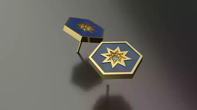 Model 91 Gabrielle Star Hexagon Earrings Enamel Diamond Earrings