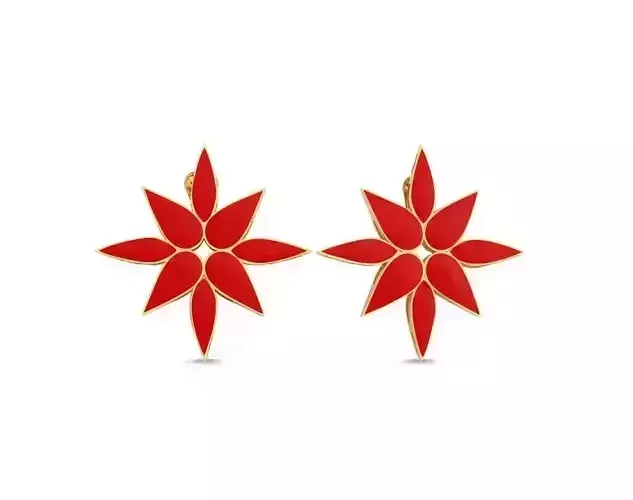 Model 92 Star Enamel Earrings Leaf
