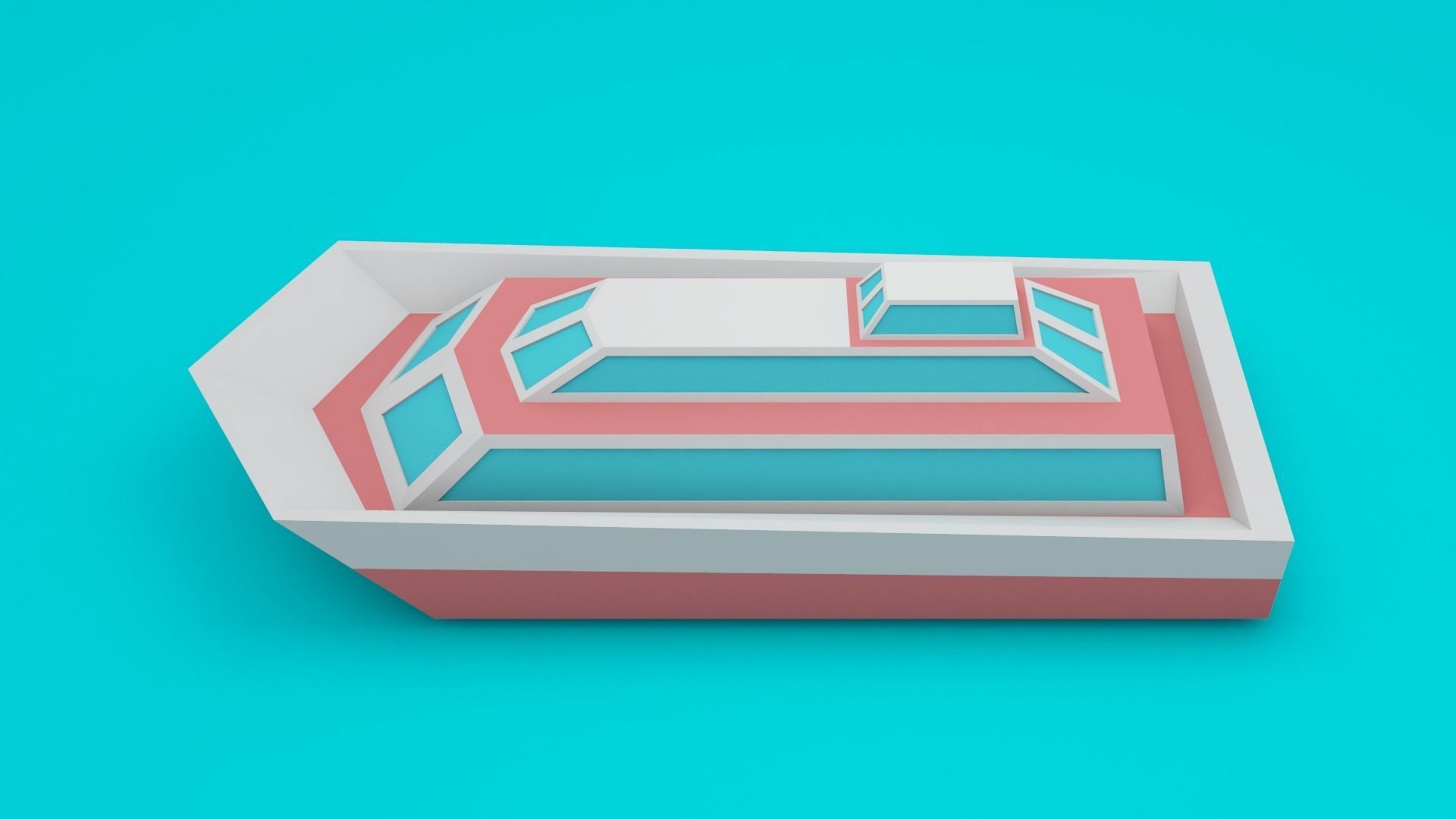 Low-poly cartoon yacht 3d model Low-poly 3D model_3