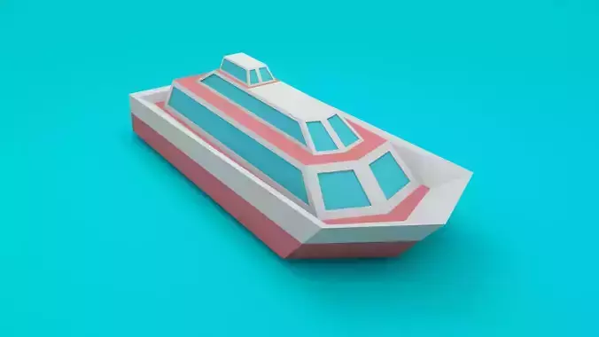 Low-poly cartoon yacht 3d model Low-poly 3D model