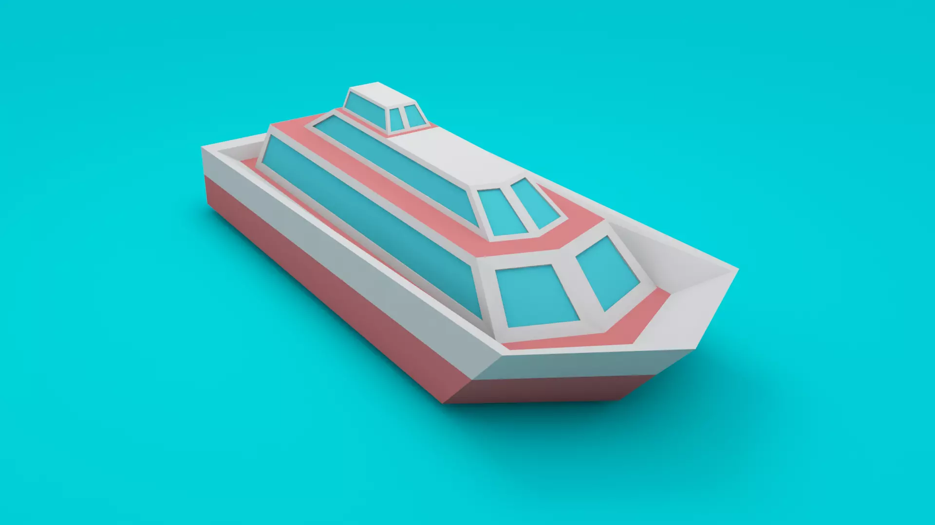 Low-poly cartoon yacht 3d model Low-poly 3D model_0