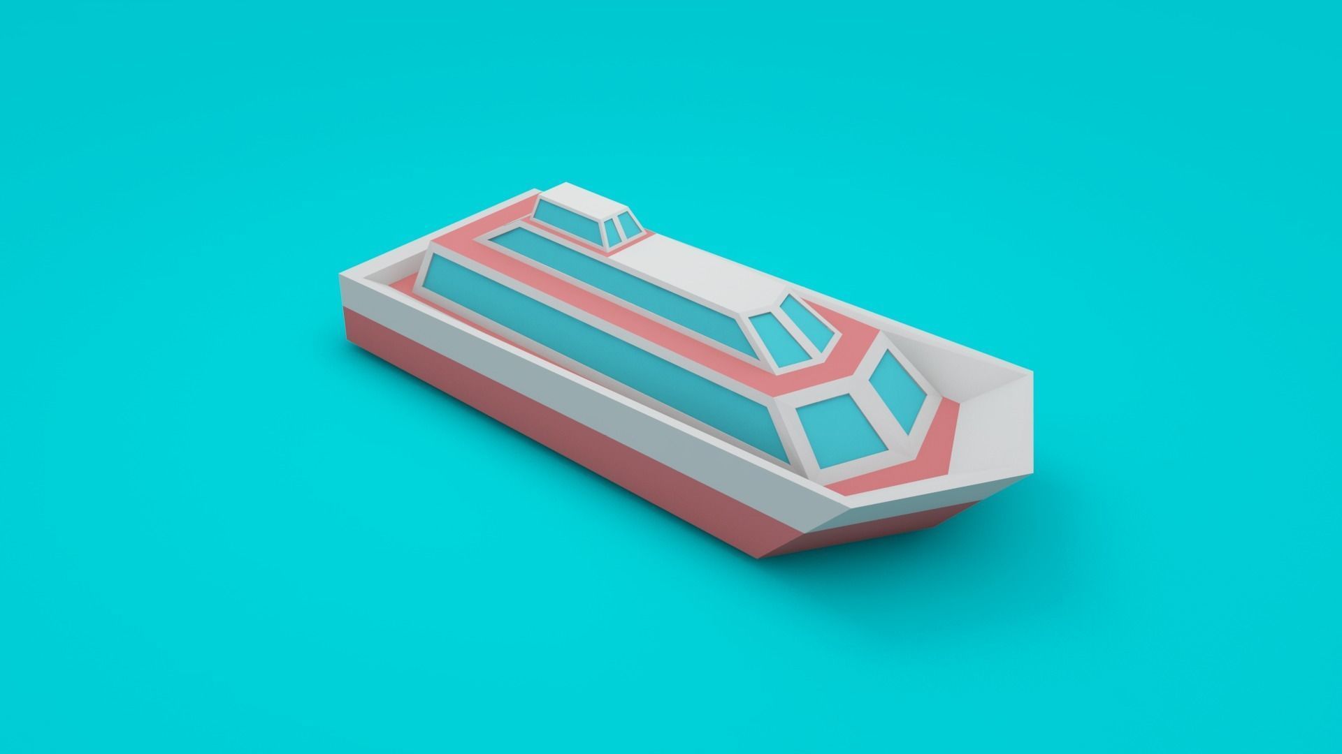 Low-poly cartoon yacht 3d model Low-poly 3D model_5