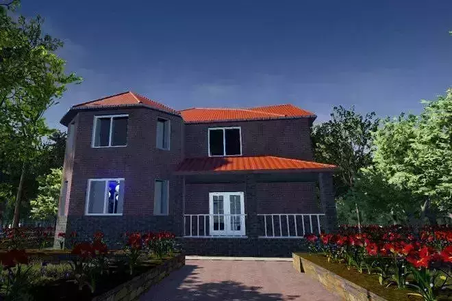 two-storey brick house