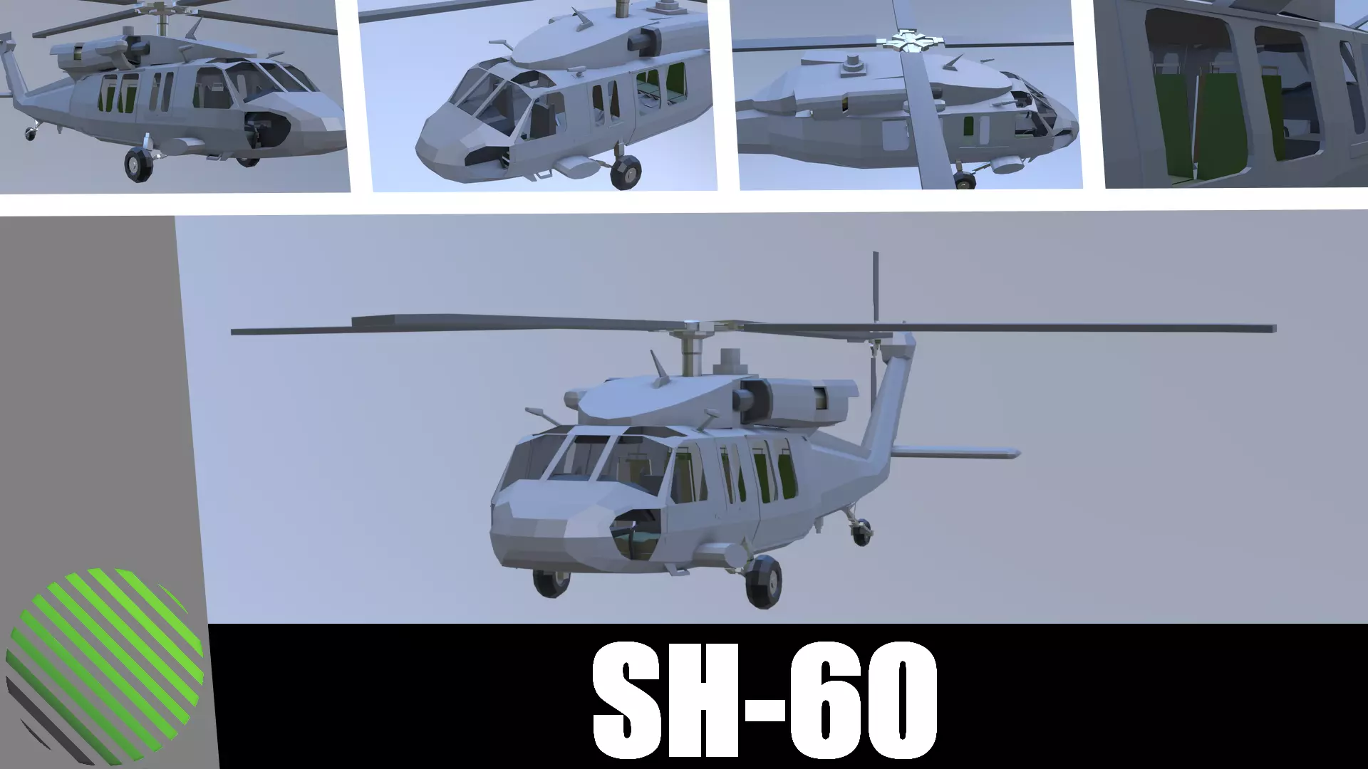 SH-60 seahawk low poly Low-poly 3D model_0