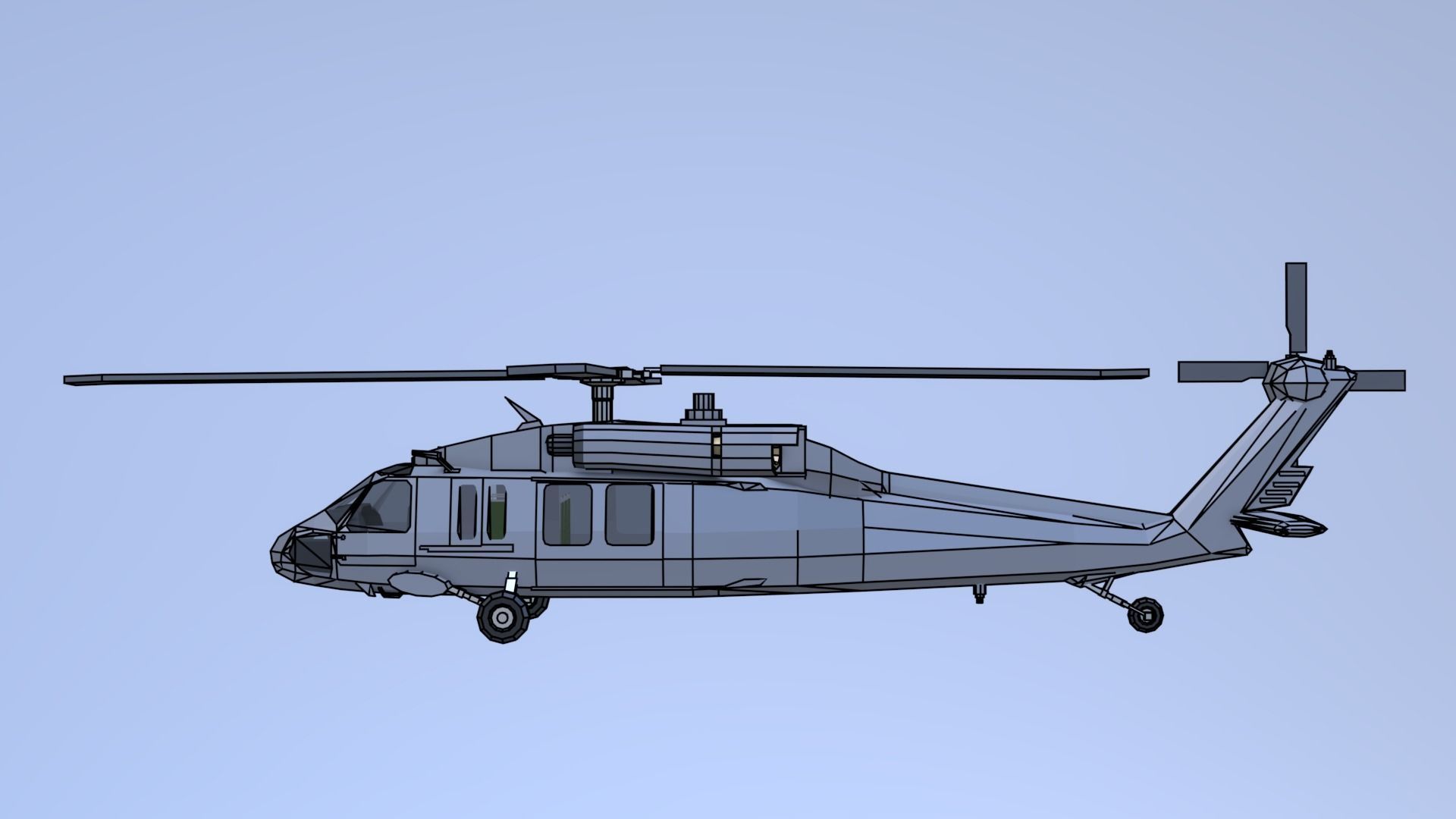 SH-60 seahawk low poly Low-poly 3D model_9
