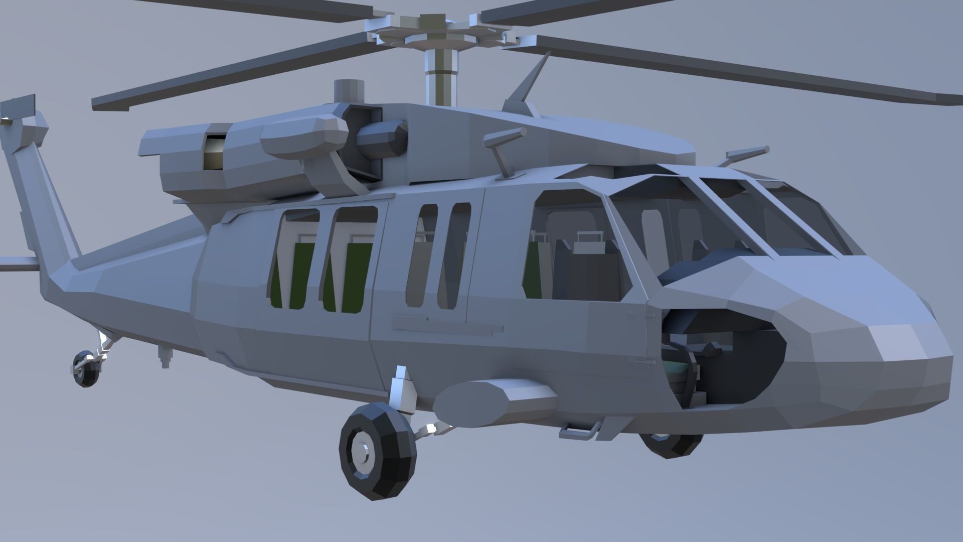 SH-60 seahawk low poly Low-poly 3D model_2