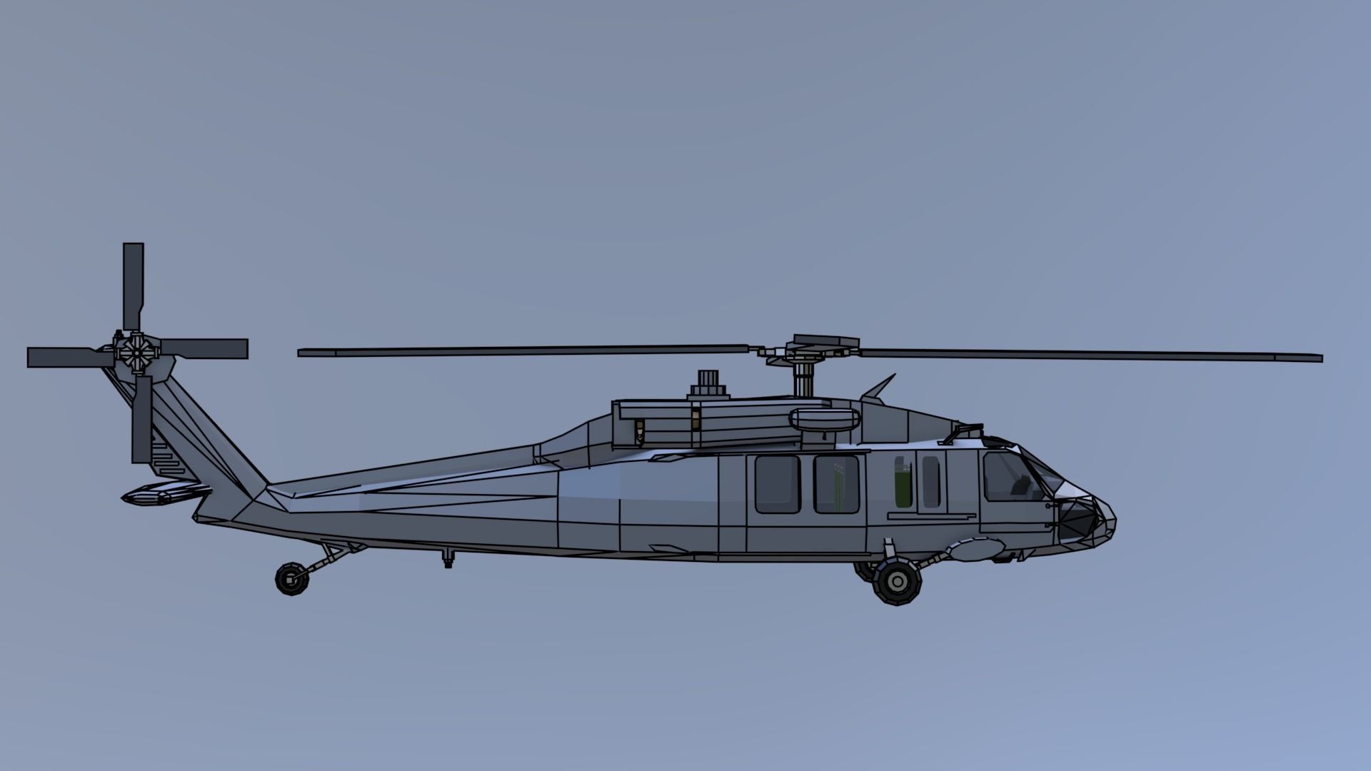 SH-60 seahawk low poly Low-poly 3D model_11
