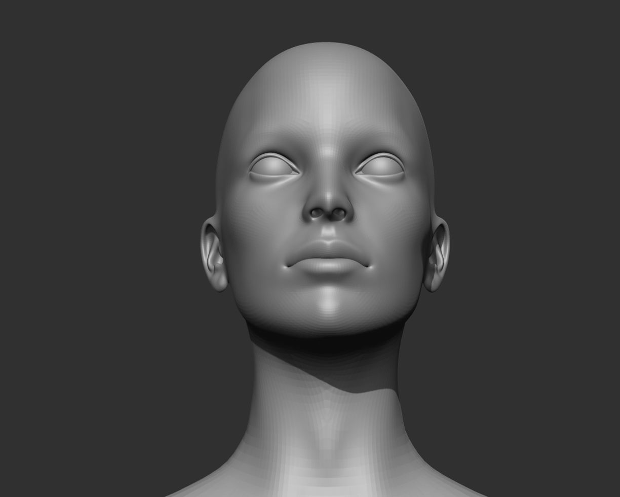 Female Head Realistic Base Mesh 3D Model 3D model_19