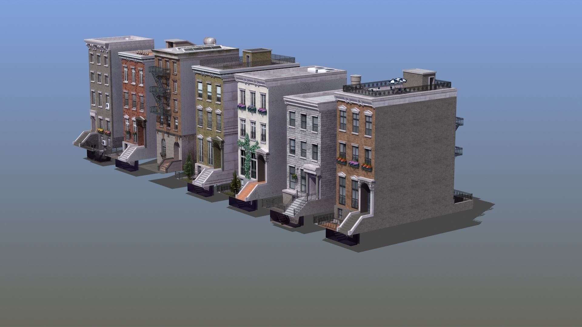 Row Houses 7 3D model_2