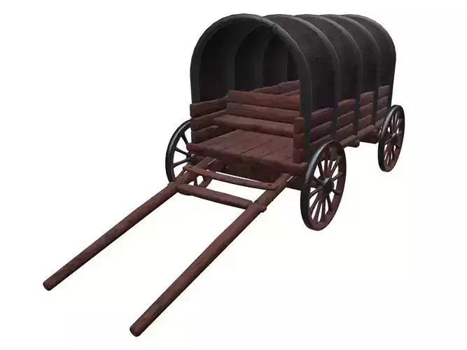 Wagon wooden covered Low-poly 3D model